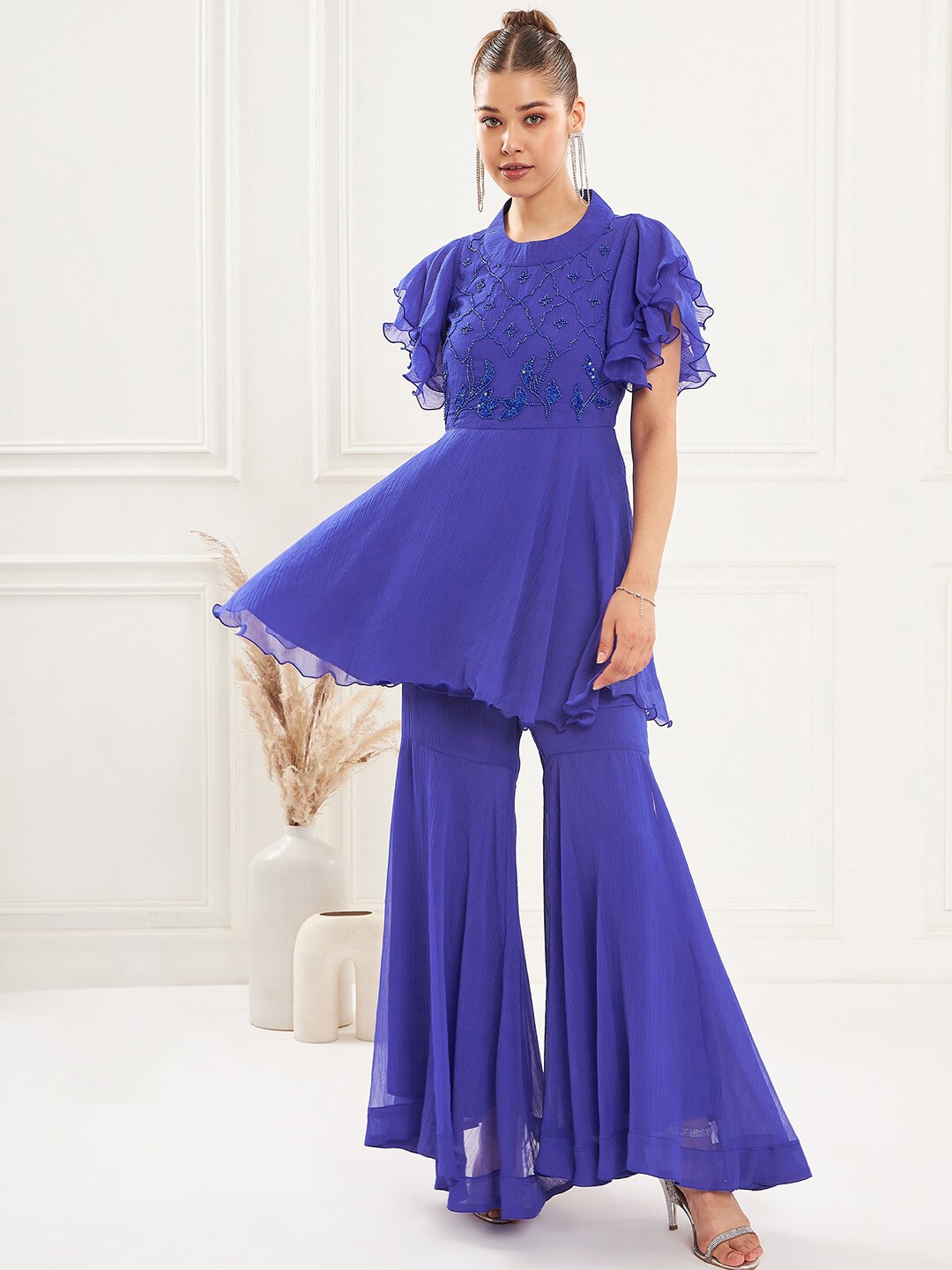 

Antheaa Embellished Co-Ord Set, Blue