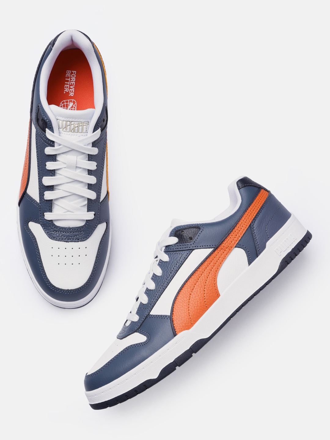 

Puma Unisex Colourblocked & Perforations RBD Game Low Sneakers, White