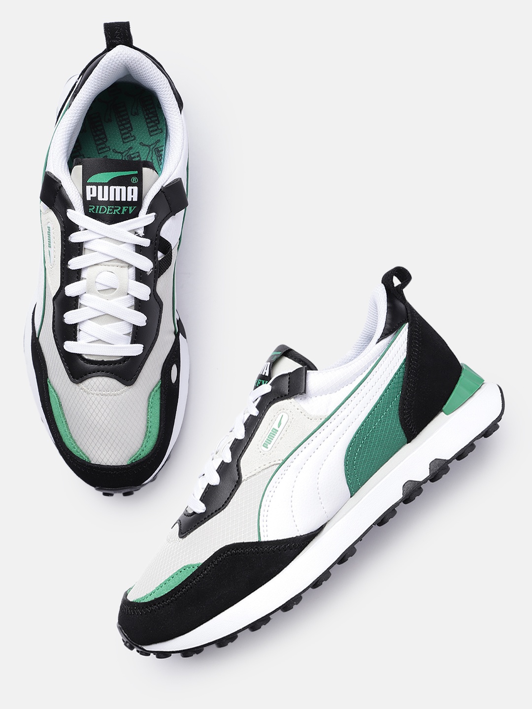 

Puma Unisex Colourblocked & Textured Rider Future Vintage Sneakers, Grey