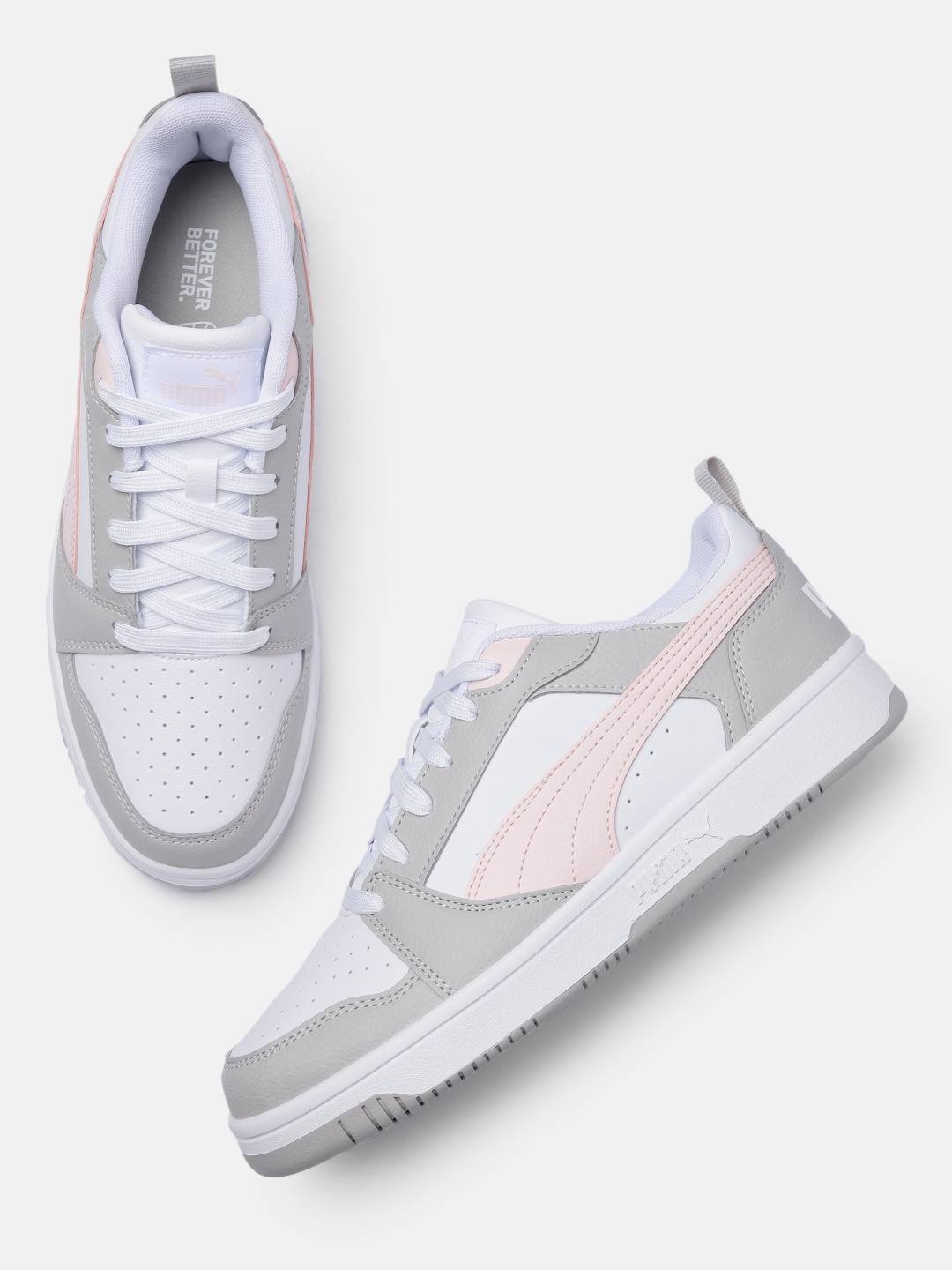 

Puma Unisex Rebound V6 Low Colourblocked Sneakers, White