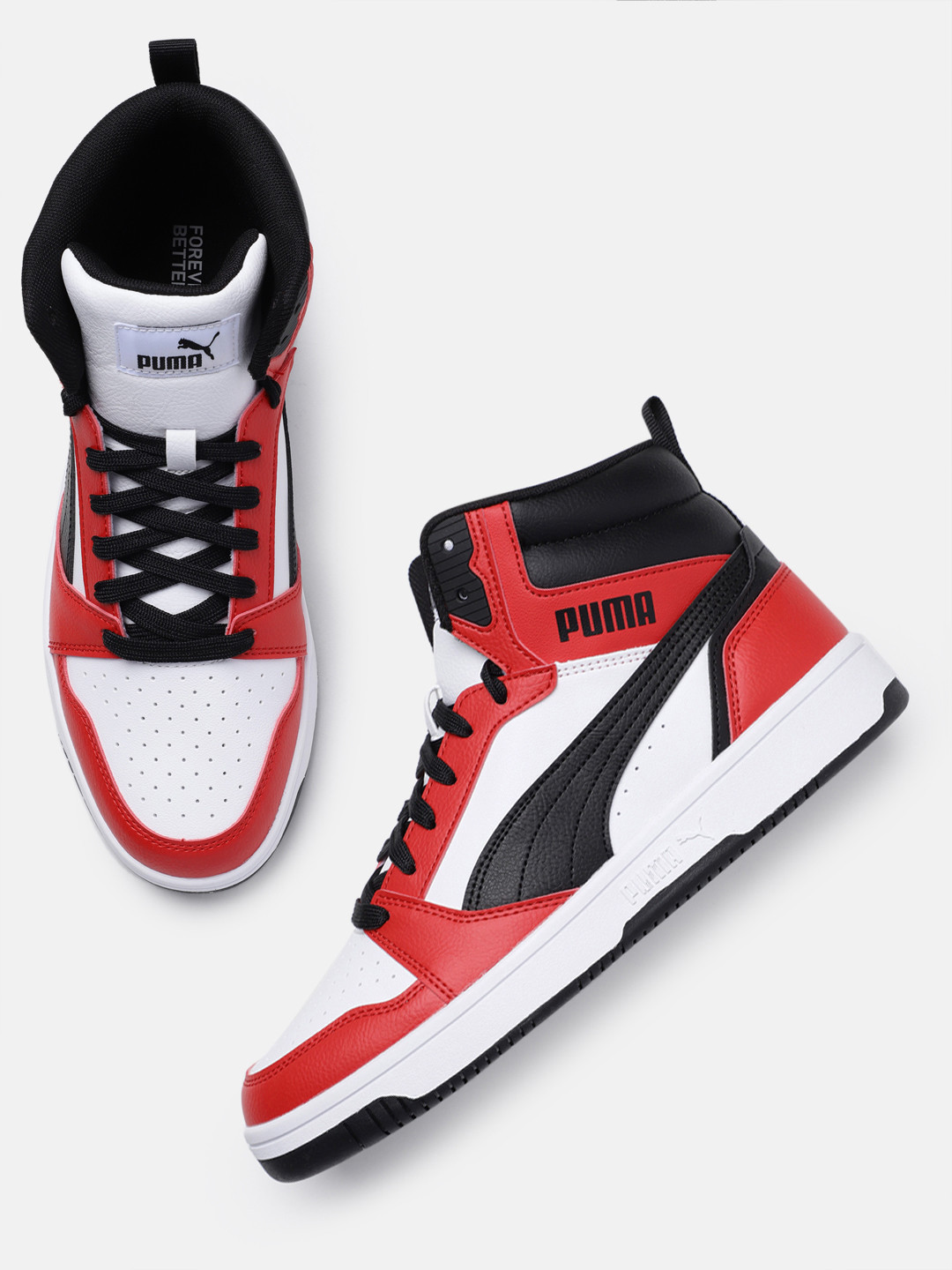 

Puma Unisex Perforated Mid-Top Sneakers, White