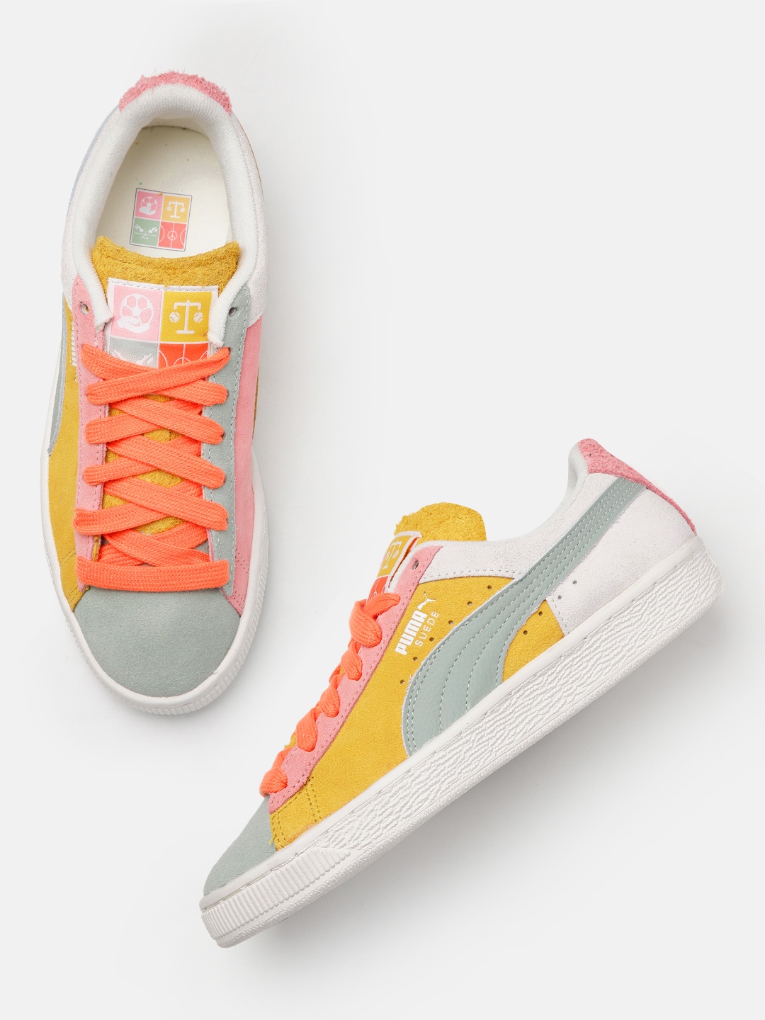 

Puma Unisex Colourblocked & Perforations Suede Icons Of Unity 1 Sneakers, White