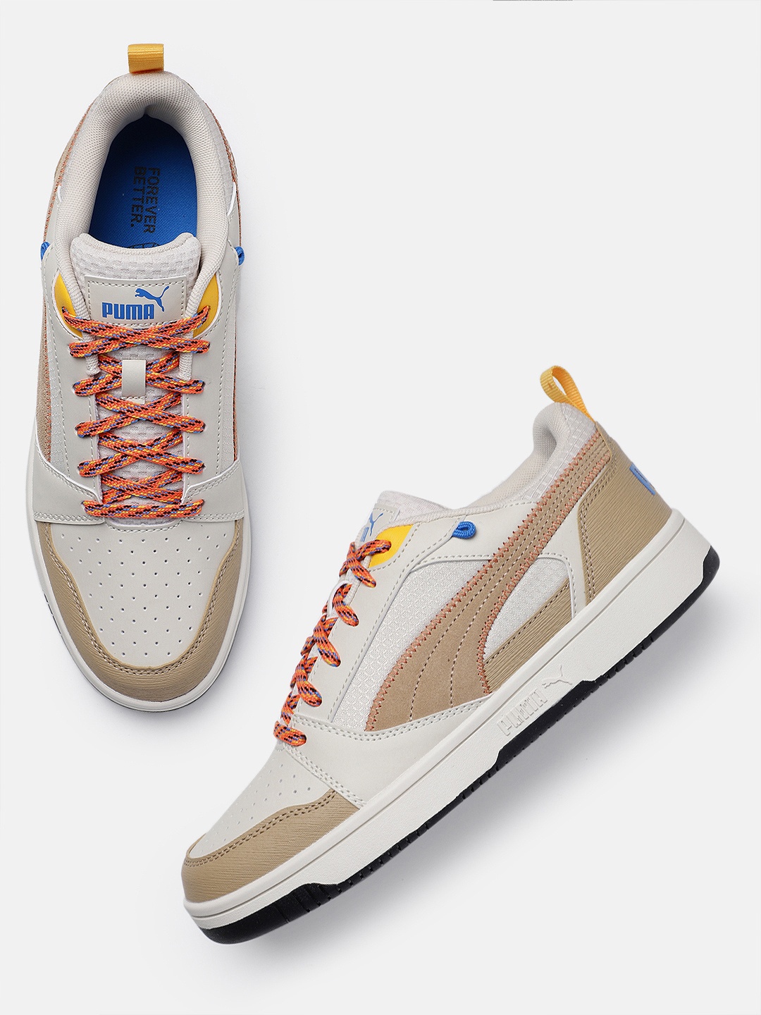 

Puma Unisex Perforated Rebound v6 Low Open Road Sneakers, Beige