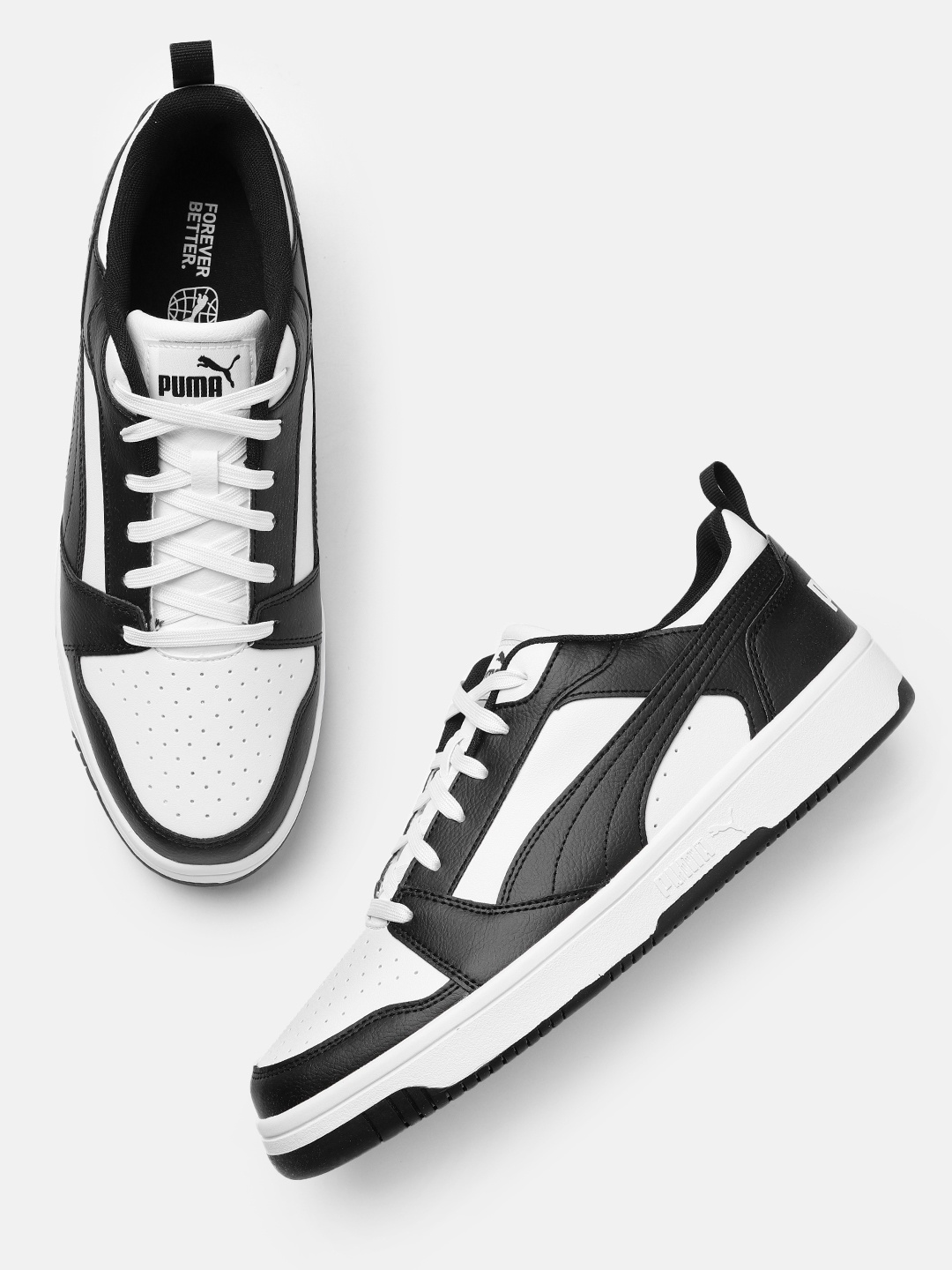 

Puma Unisex Colourblocked & Perforations Rebound V6 Low Sneakers, White