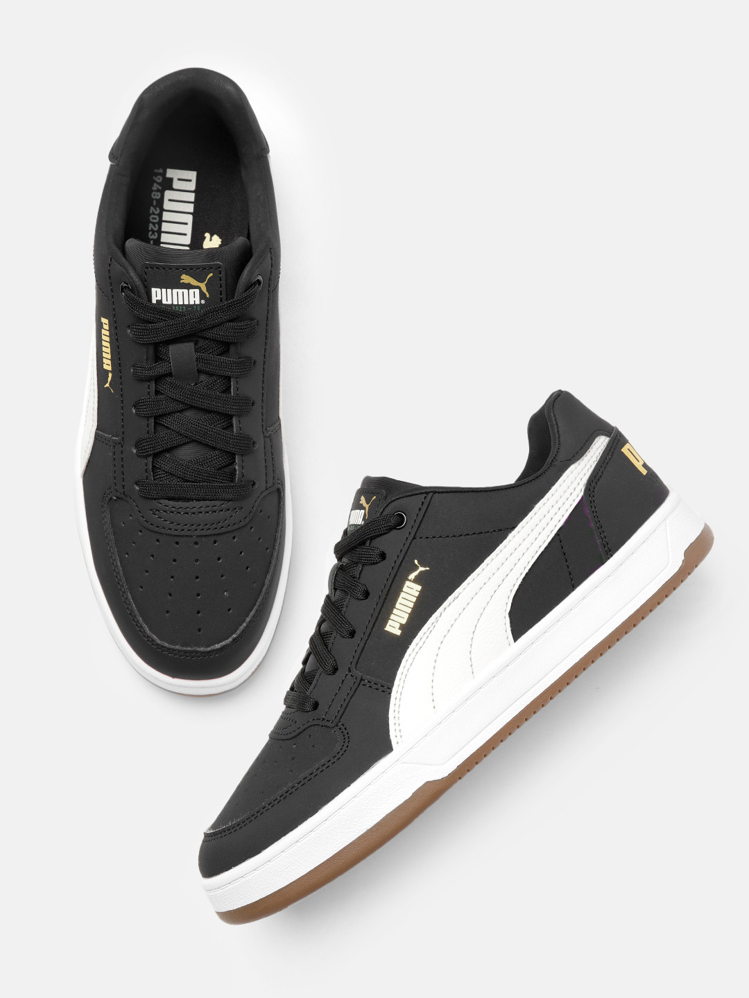 

Puma Unisex Perforated Leather Sneakers, Black