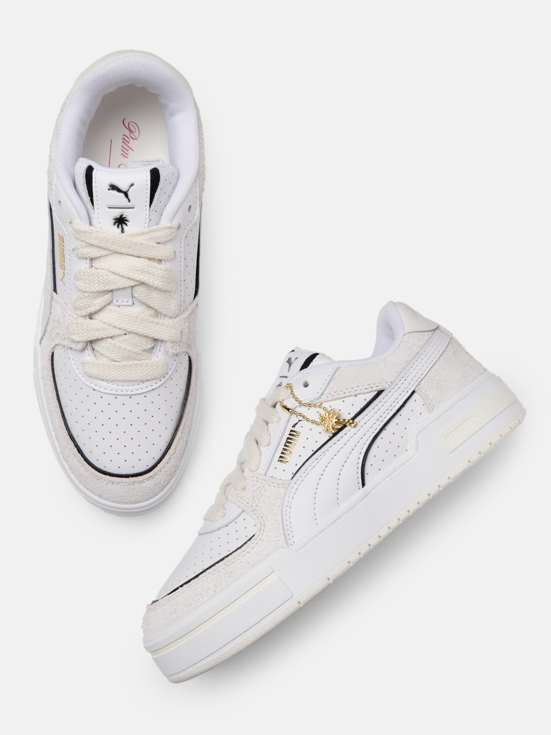 

Puma Unisex Perforations CA Pro Palm Tree Crew Leather Sneakers, White