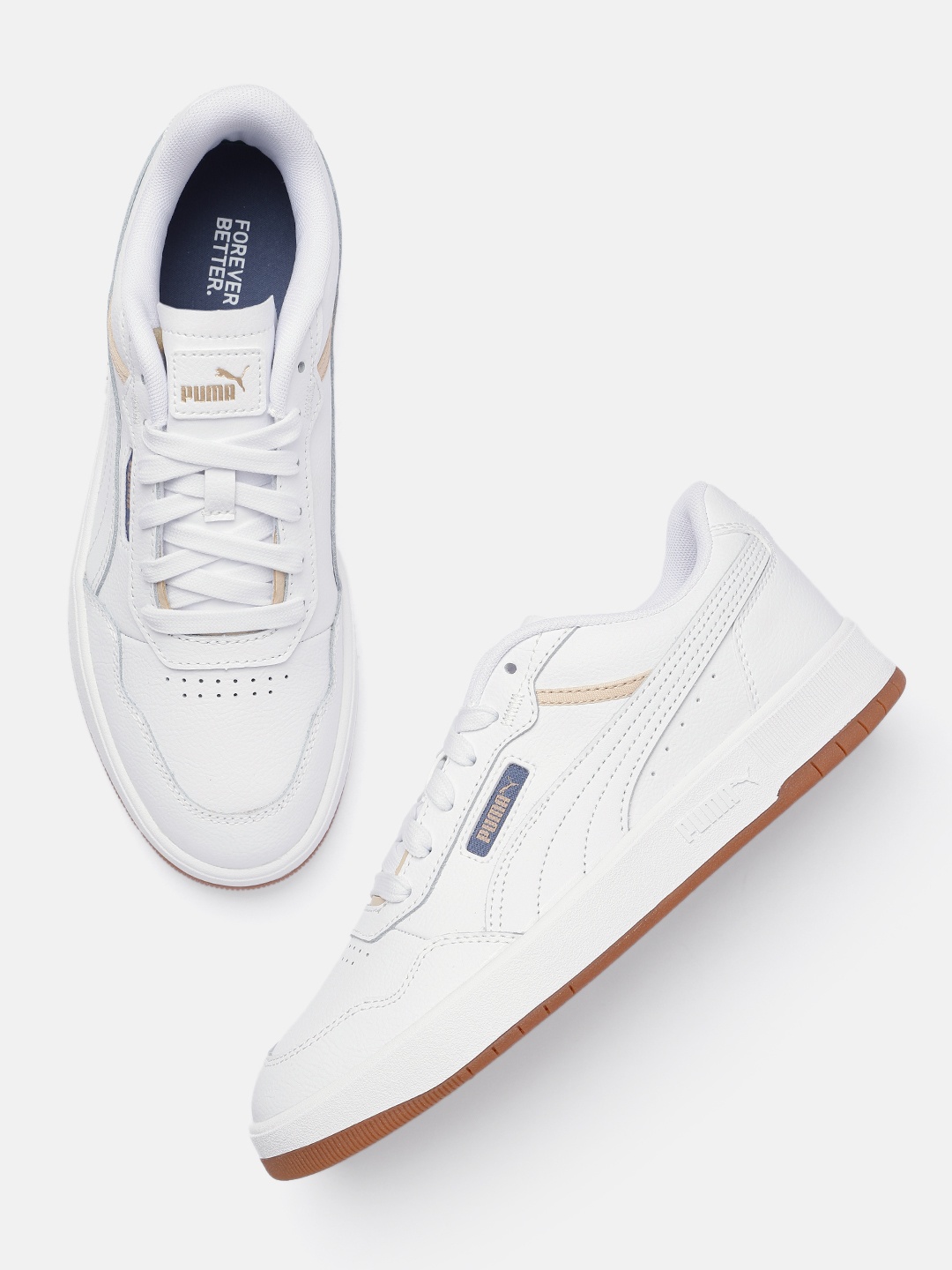 

Puma Unisex Perforated Leather Sneakers, White