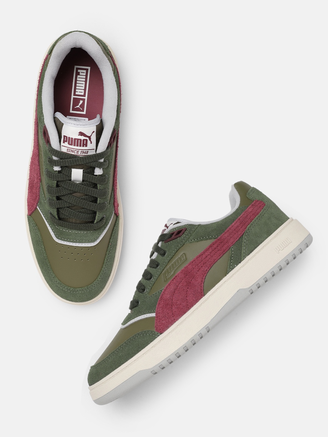 

Puma Unisex Doublecourt PRM Perforated Leather Sneakers, Green