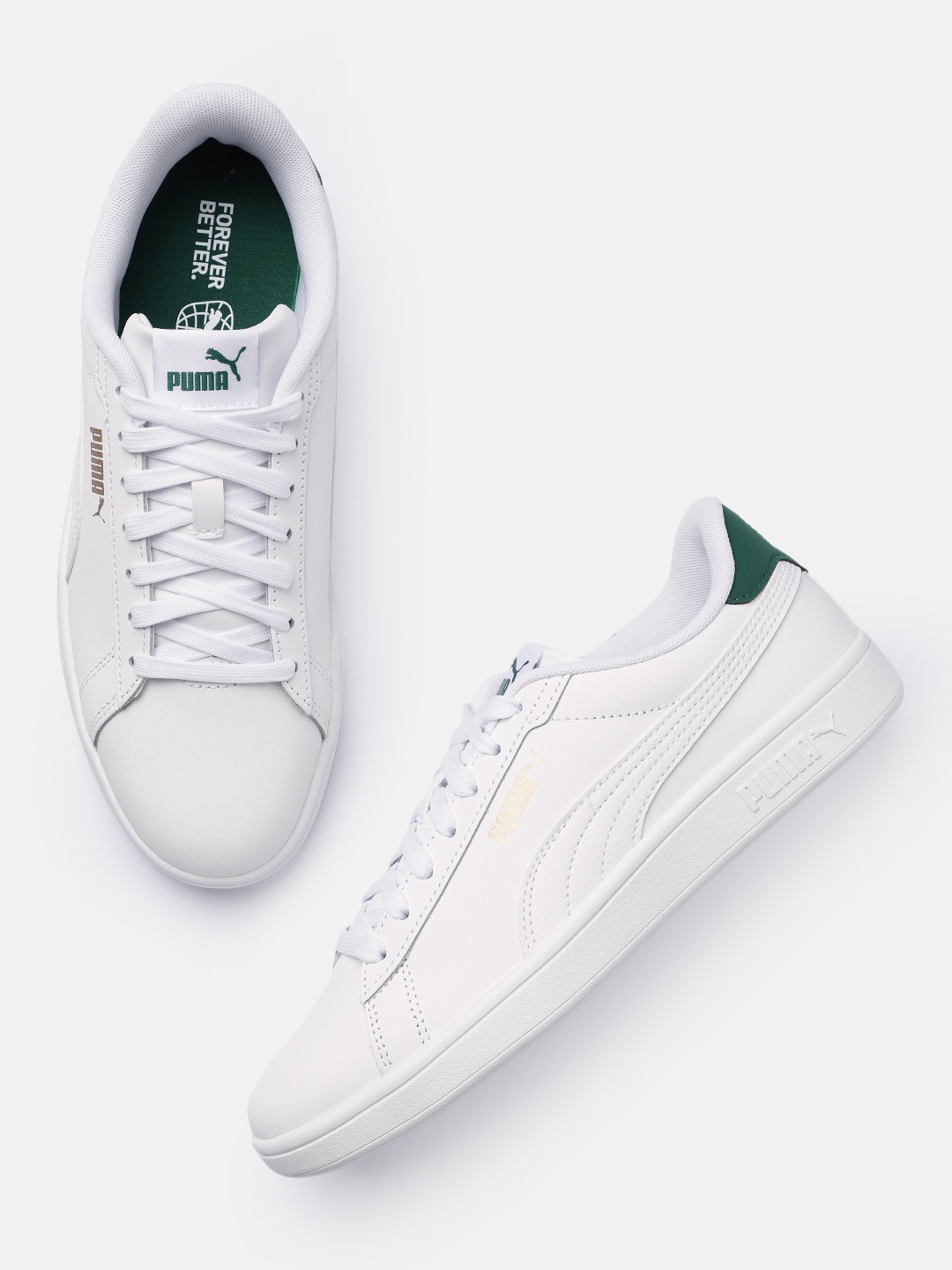 

Puma Unisex Solid Smash 3.0 Leather Sneakers, White