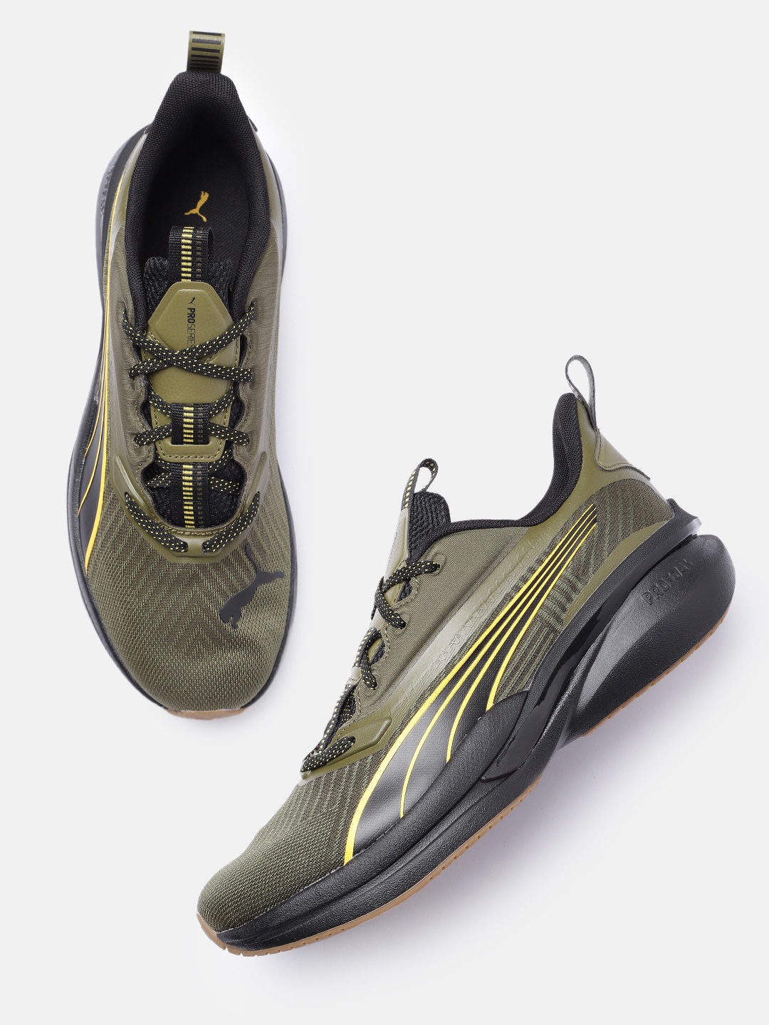 

Puma Unisex Textured Hyperdrive Profoam Speed Road Running Shoes, Olive