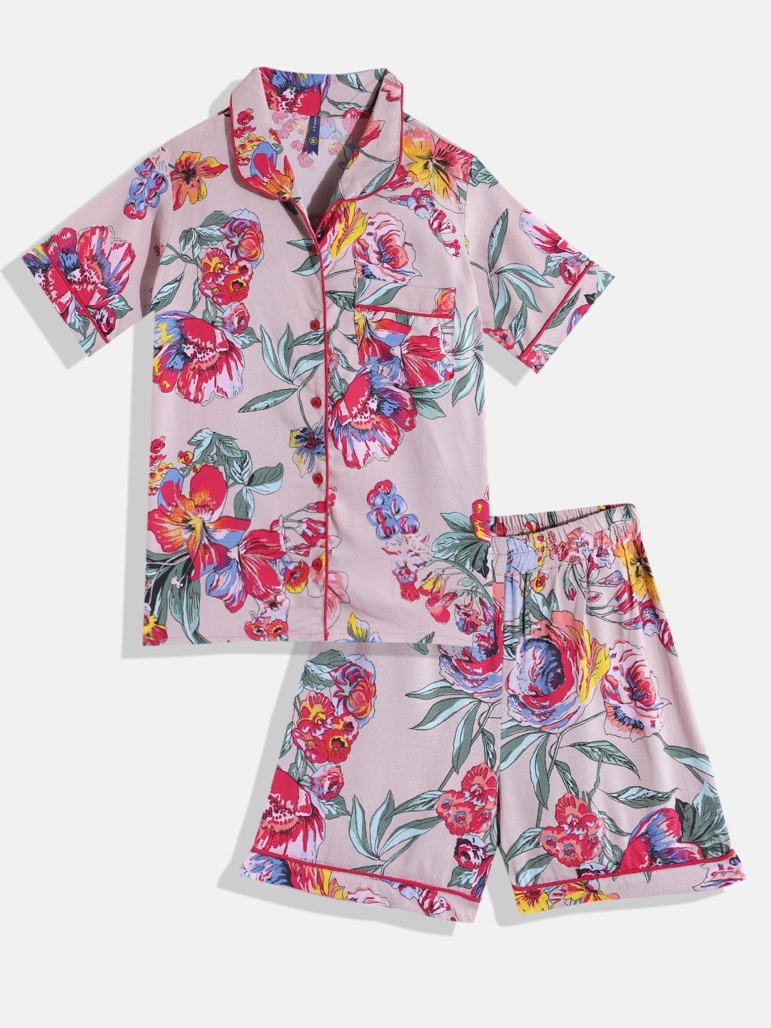 

YK Girls Floral Printed Night Suit, Multi