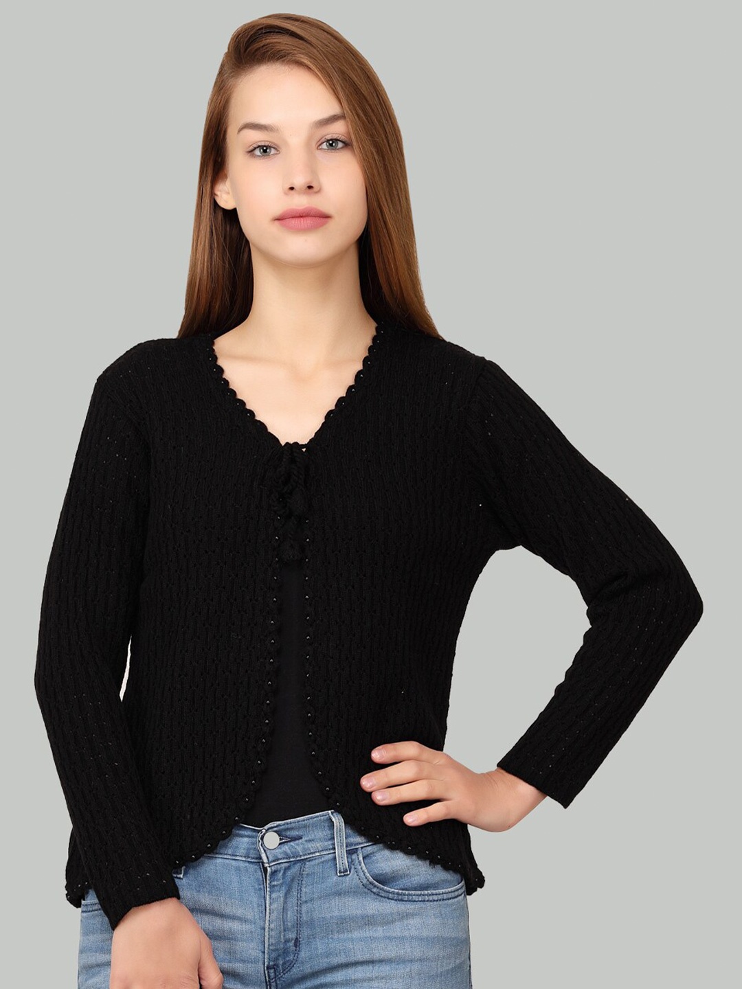 

LA-VITA V-Neck Woollen Cardigan, Black