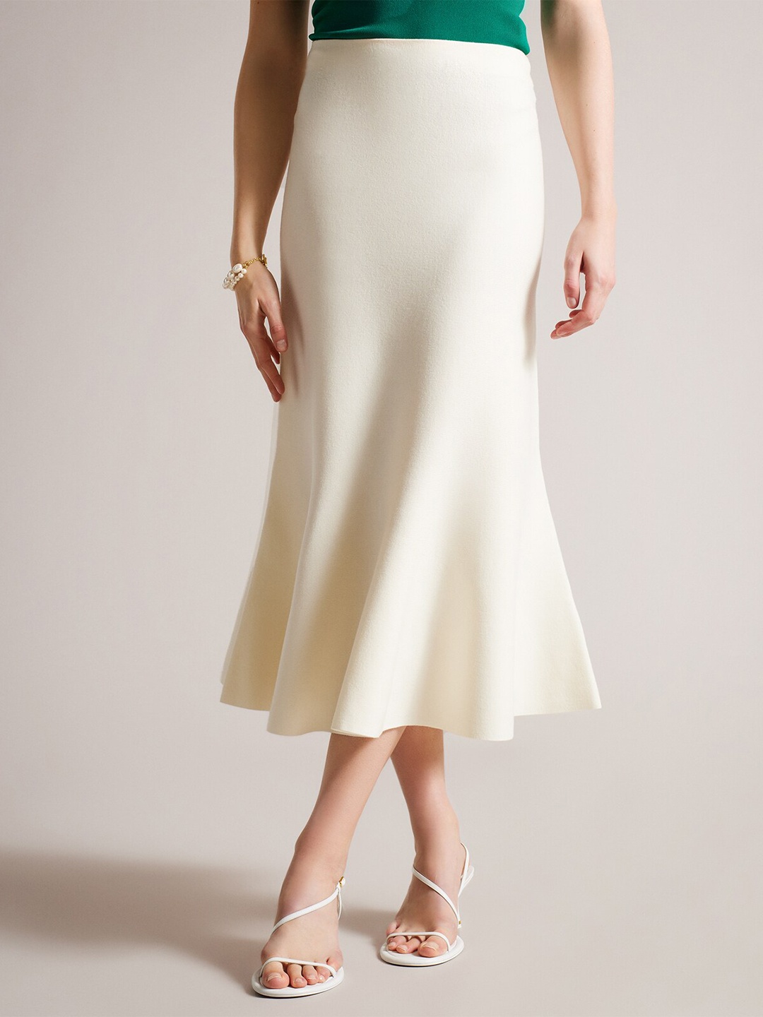 

Ted Baker Knitted A-Line Flared Midi Skirt, White