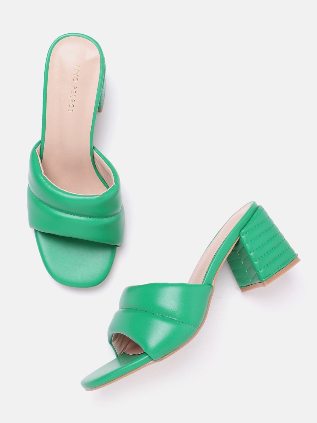 

Lino Perros Women Open Toe Block Heels, Green