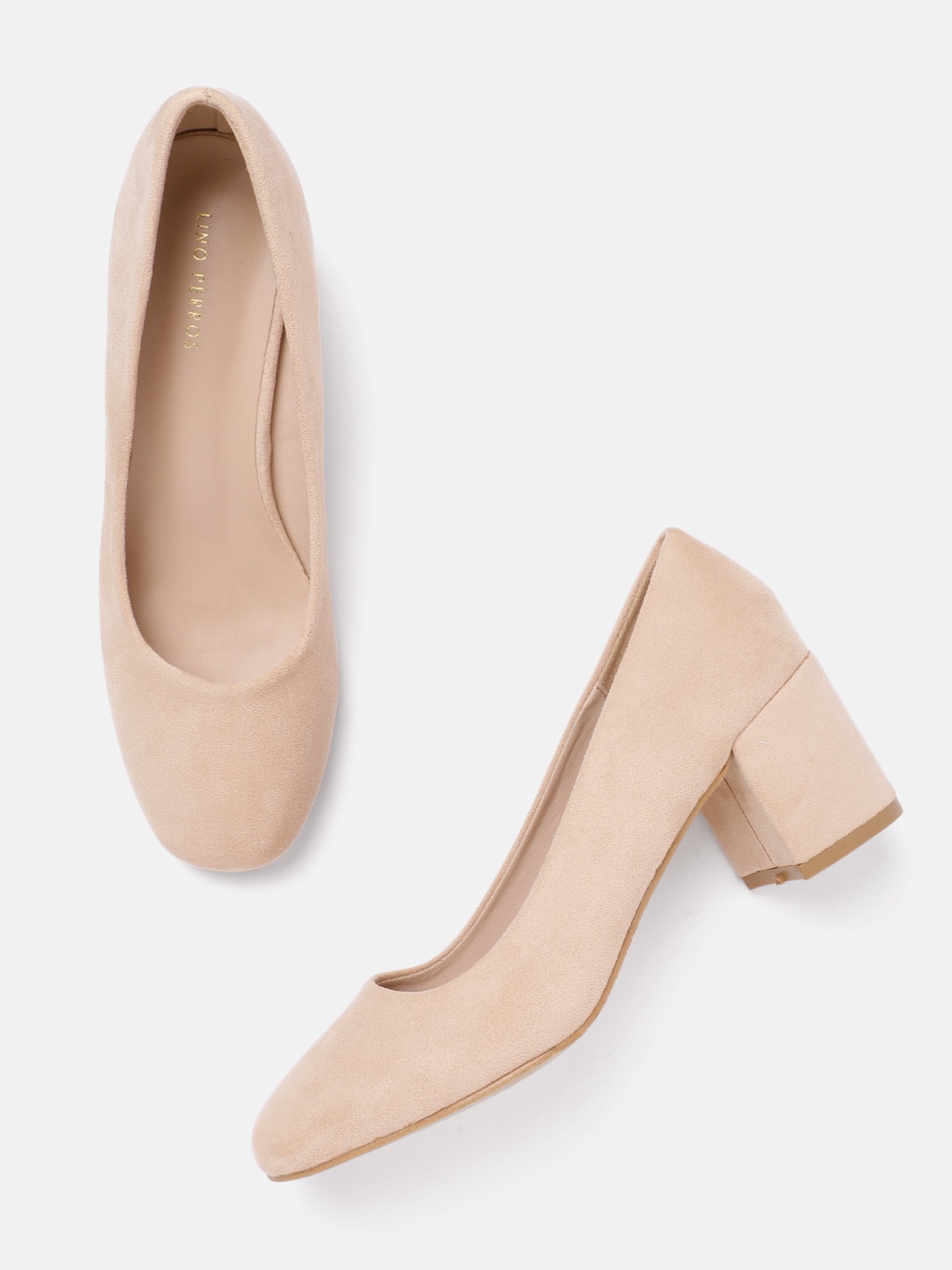 

Lino Perros Women Formal Block Heel Pumps, Beige