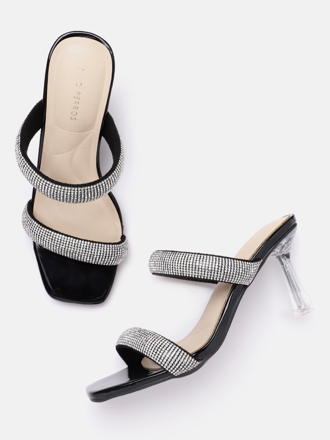 

Lino Perros Women Rhinestones Embellished Slim Heels, Black