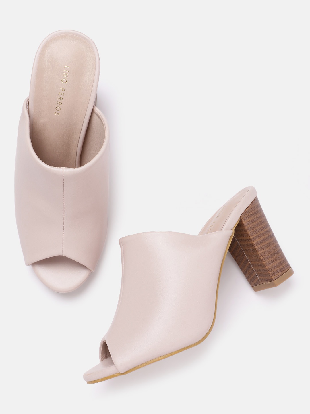 

Lino Perros Block Heel Mules, Nude