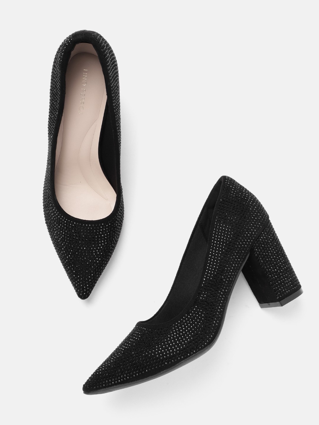 

Lino Perros Embellished Party Block Pumps, Black