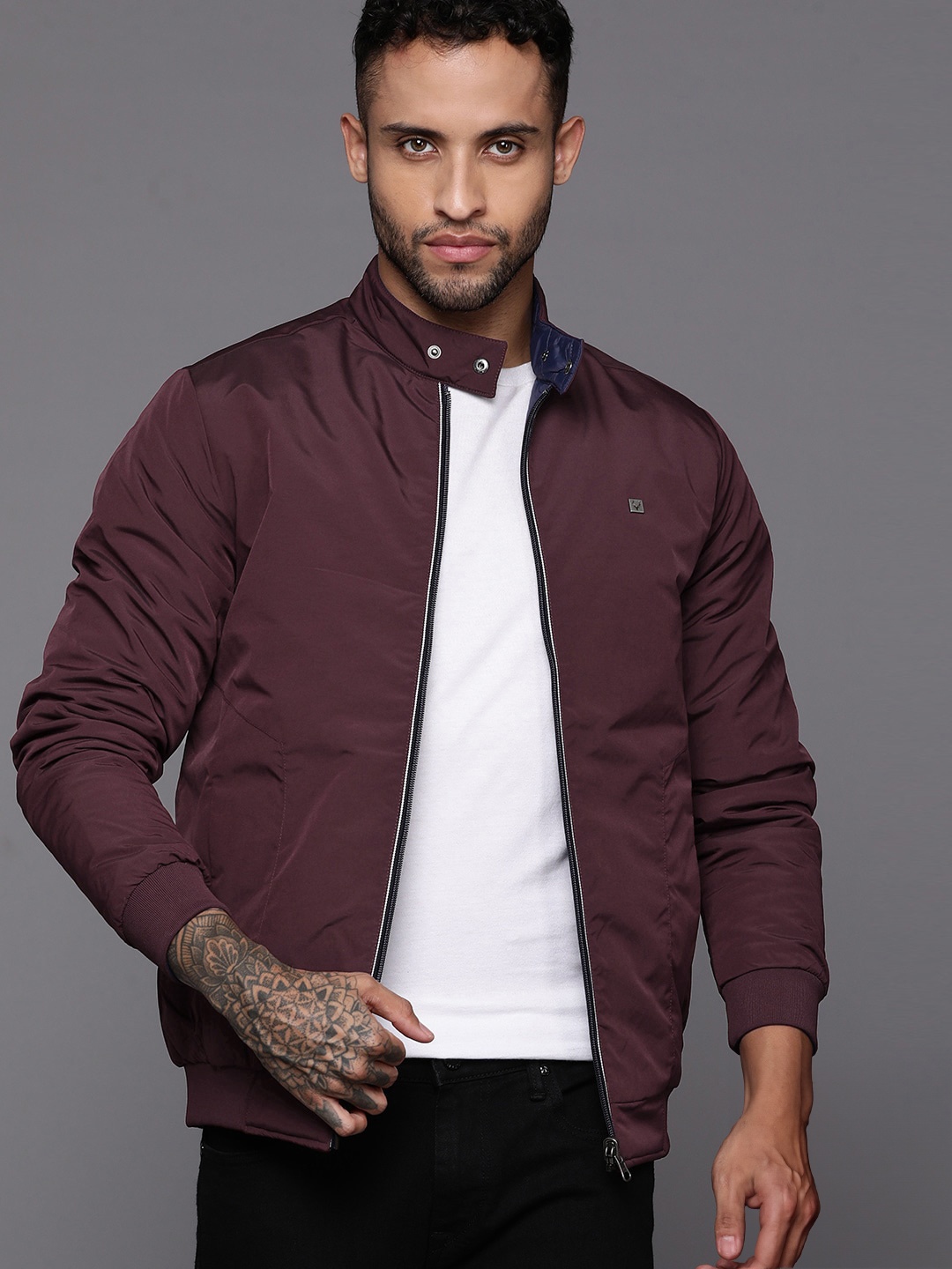 

Allen Solly Reversible Bomber Quilted Jacket, Maroon