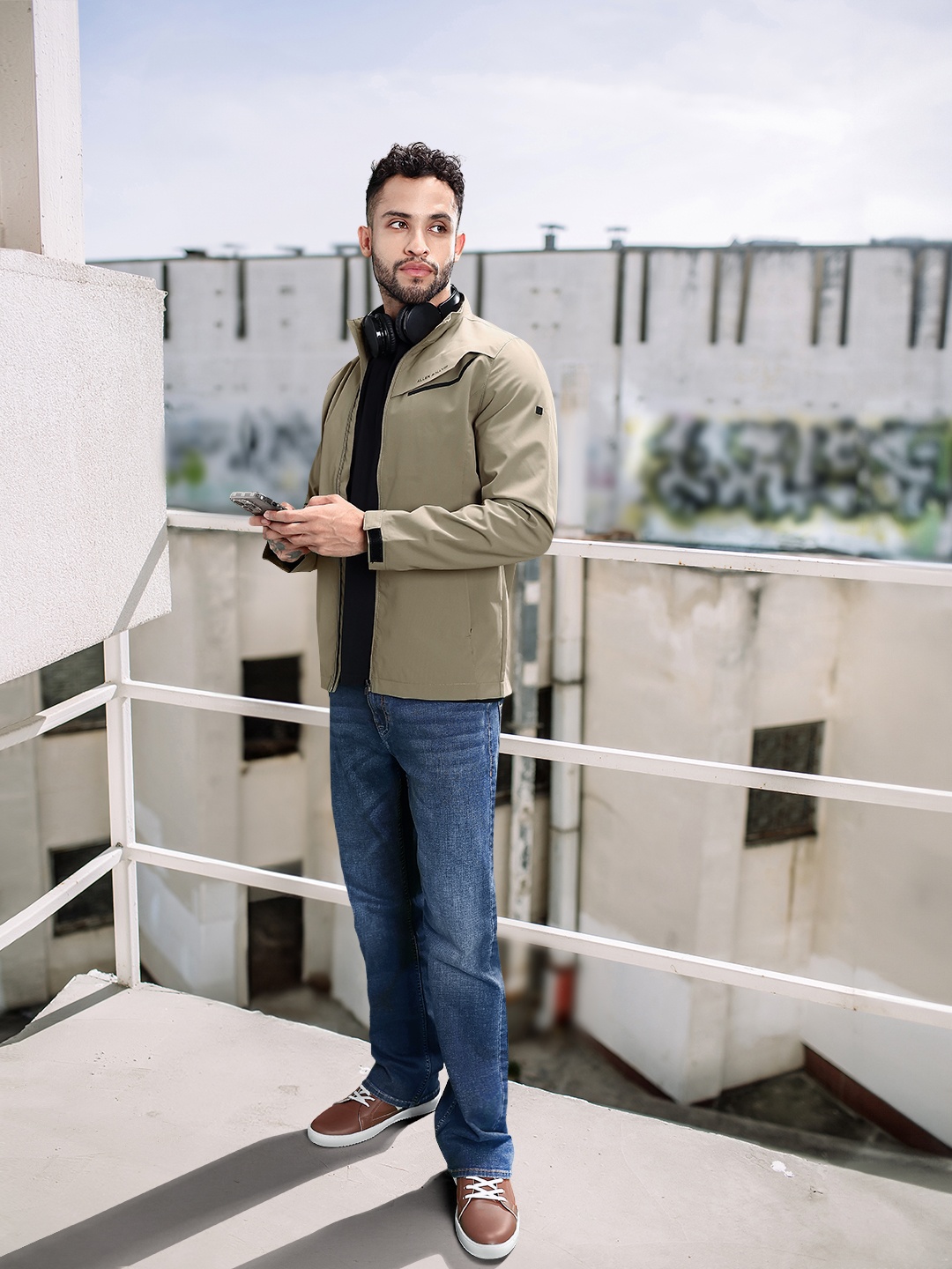 

Allen Solly Mock Collar Tailored Jacket, Khaki