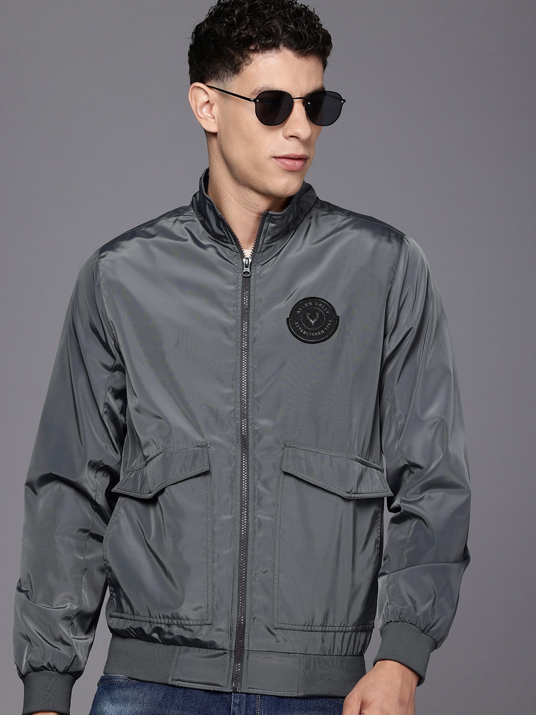 

Allen Solly Long Sleeves Bomber Jacket, Grey