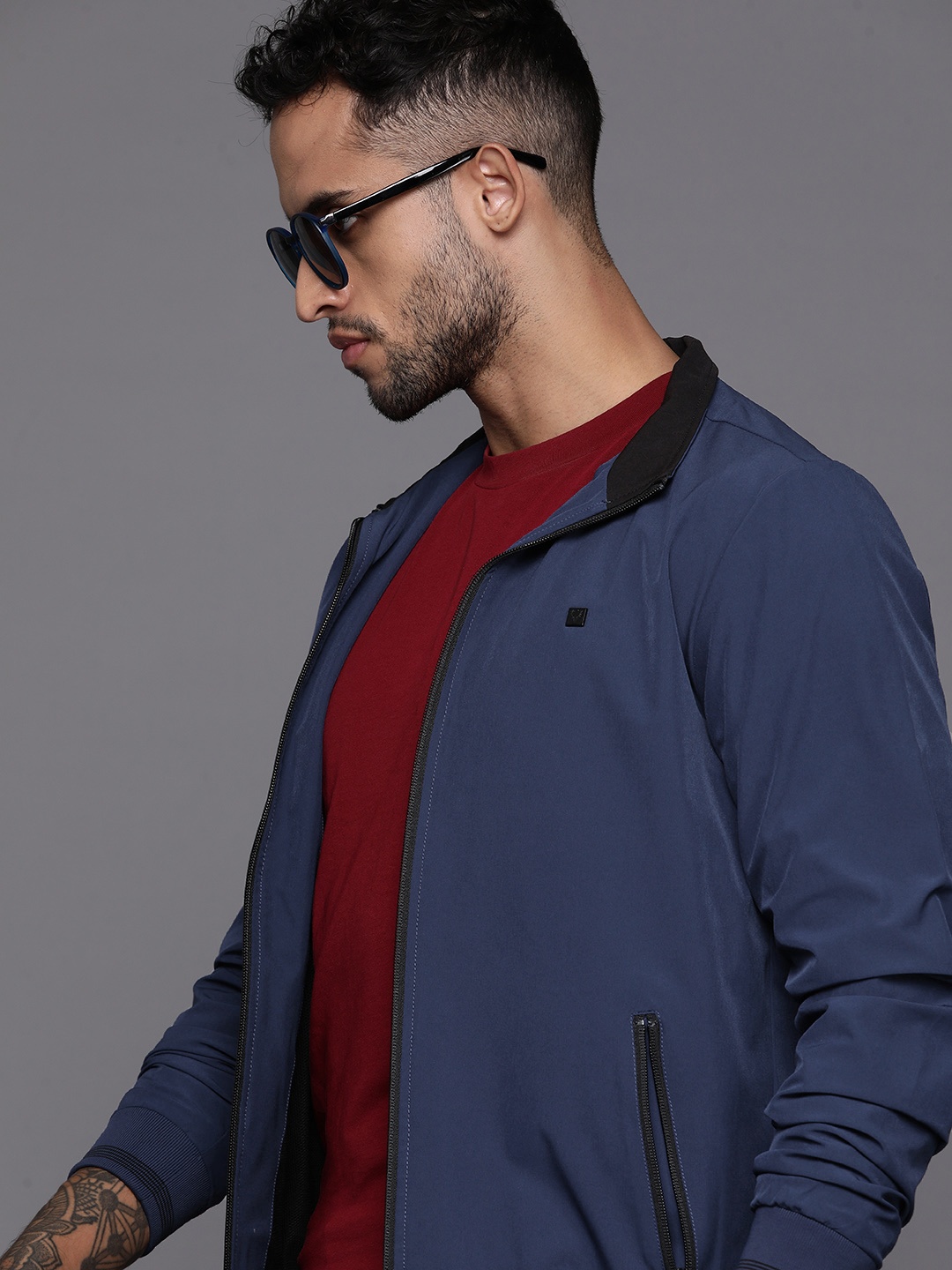 

Allen Solly Mock Collar Tailored Jacket, Navy blue