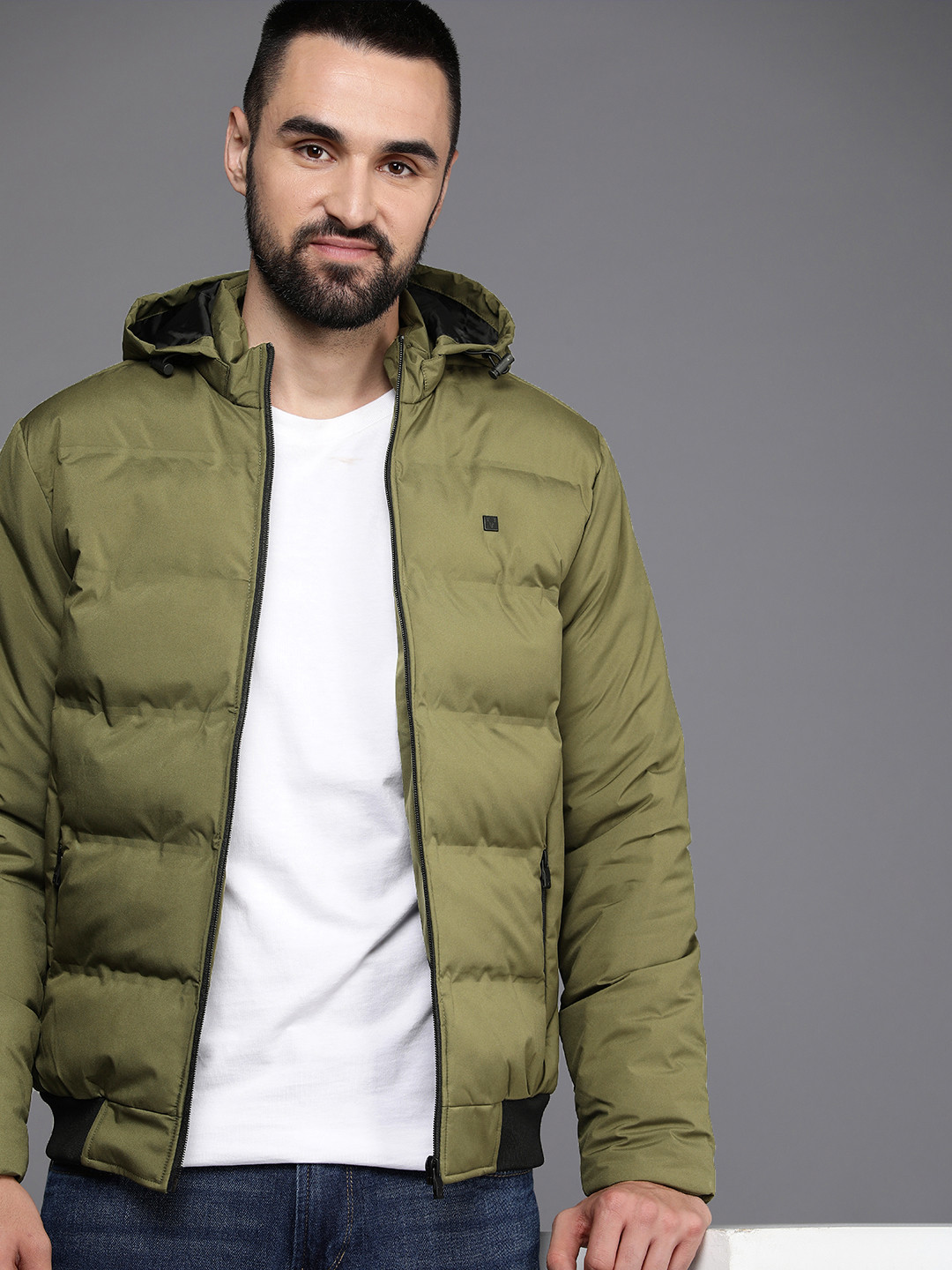 

Allen Solly Men Solid Padded Jacket, Olive