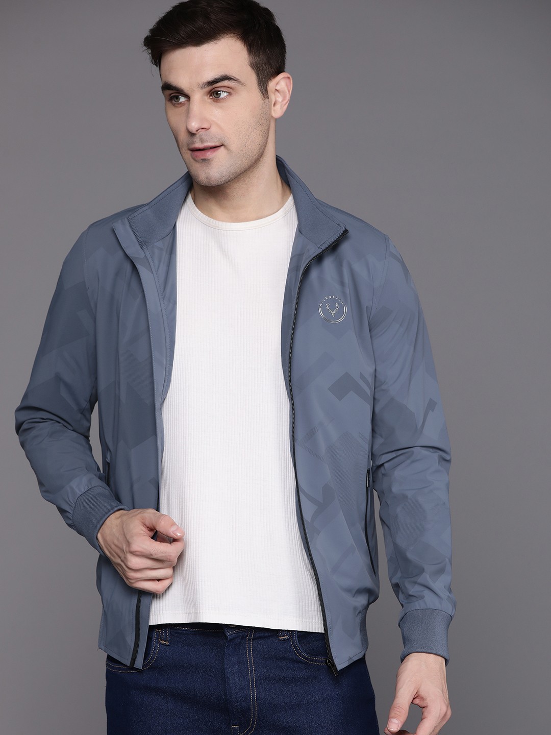 

Allen Solly Men Printed Tailored Jacket, Blue
