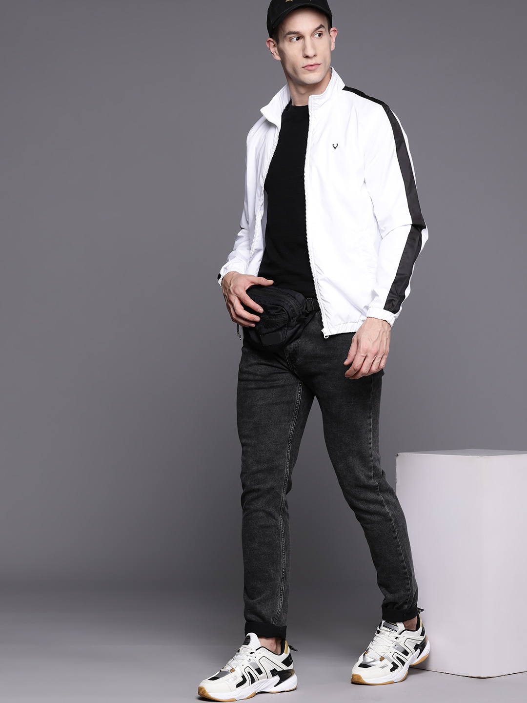 

Allen Solly Men Panelled Detail Bomber Jacket, White