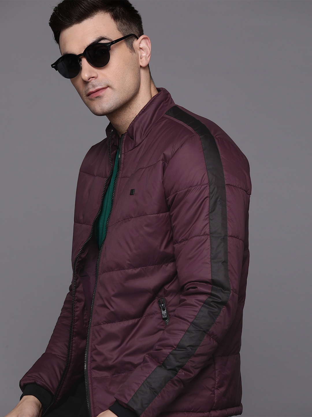 

Allen Solly Men Padded Bomber Jacket, Burgundy