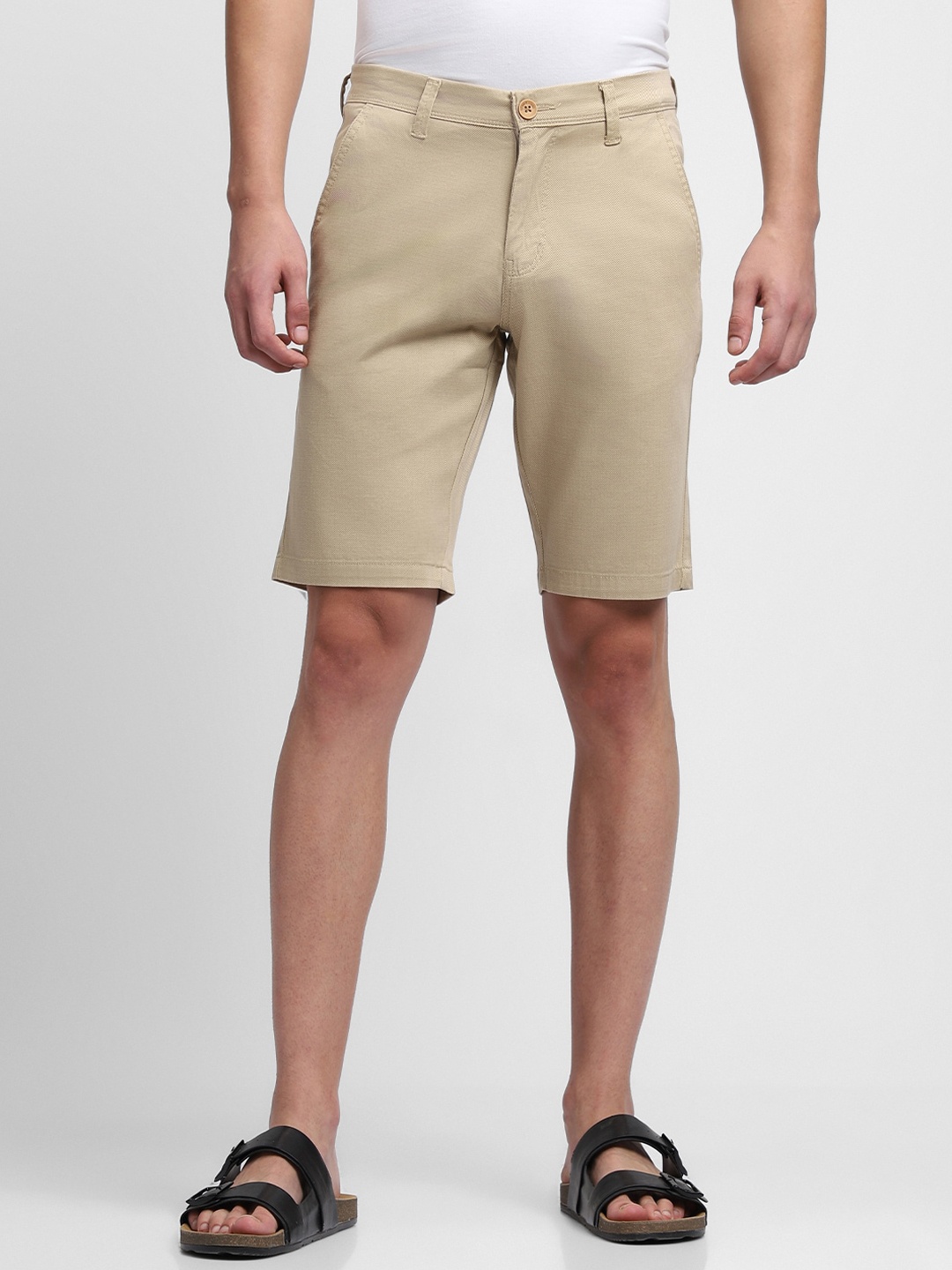 

Dennis Lingo Men Mid-Rise Slim Fit Chino Shorts, Beige
