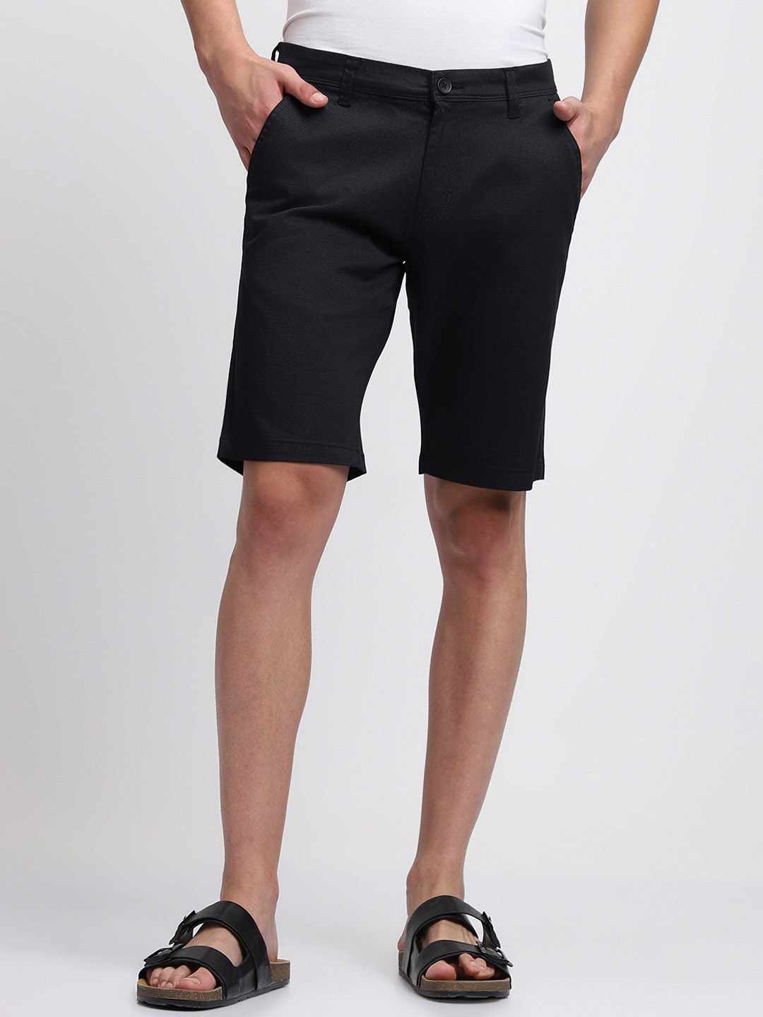 

Dennis Lingo Men Mid-Rise Slim Fit Chino Shorts, Black