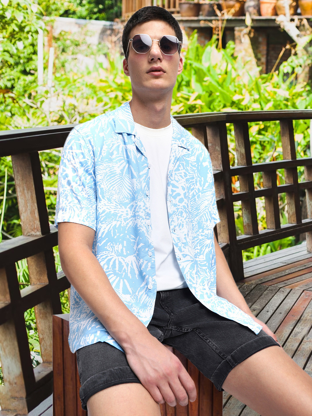 

Dennis Lingo Floral Printed Spread Collar Casual Shirt, Blue