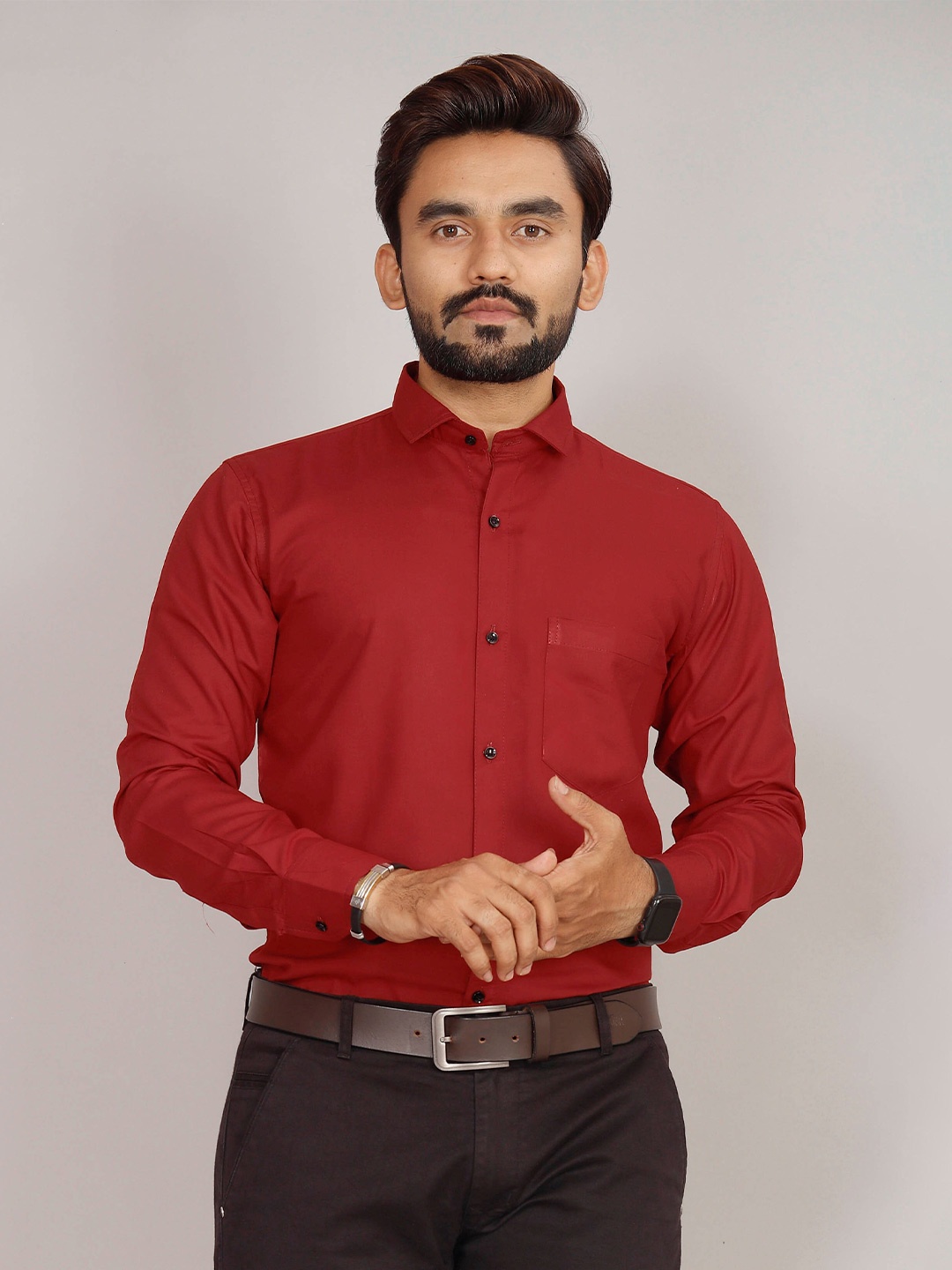 

Indian Fashionista Premium Opaque Formal Shirt, Red