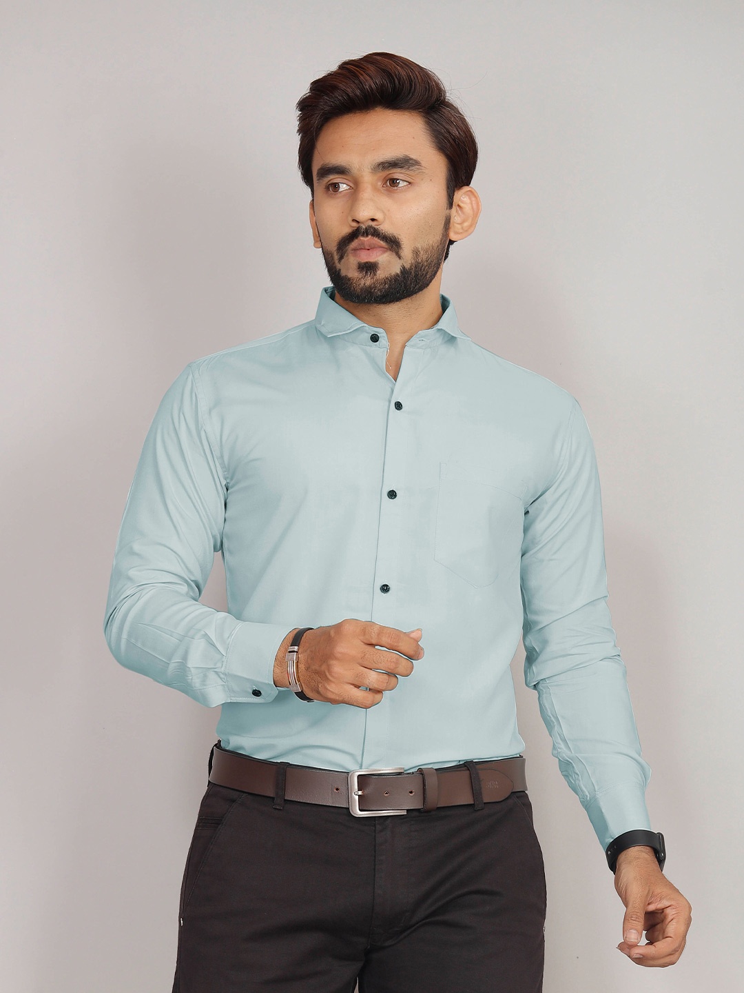 

Indian Fashionista Premium Spread Collar Long Sleeve Formal Shirt, Blue