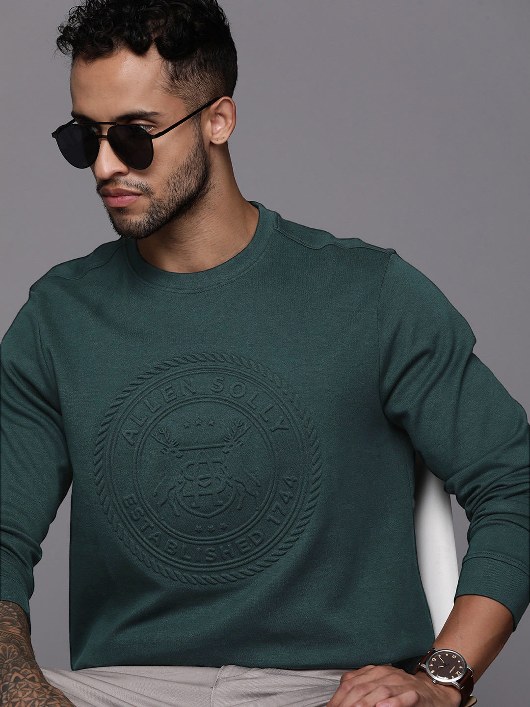 

Allen Solly Brand Logo Embossed Sweatshirt, Teal