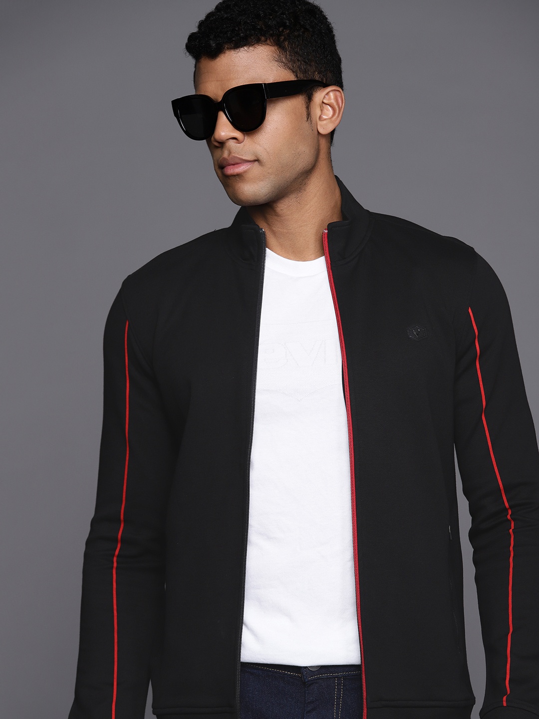 

Allen Solly Men Front-Open Sweatshirt, Black