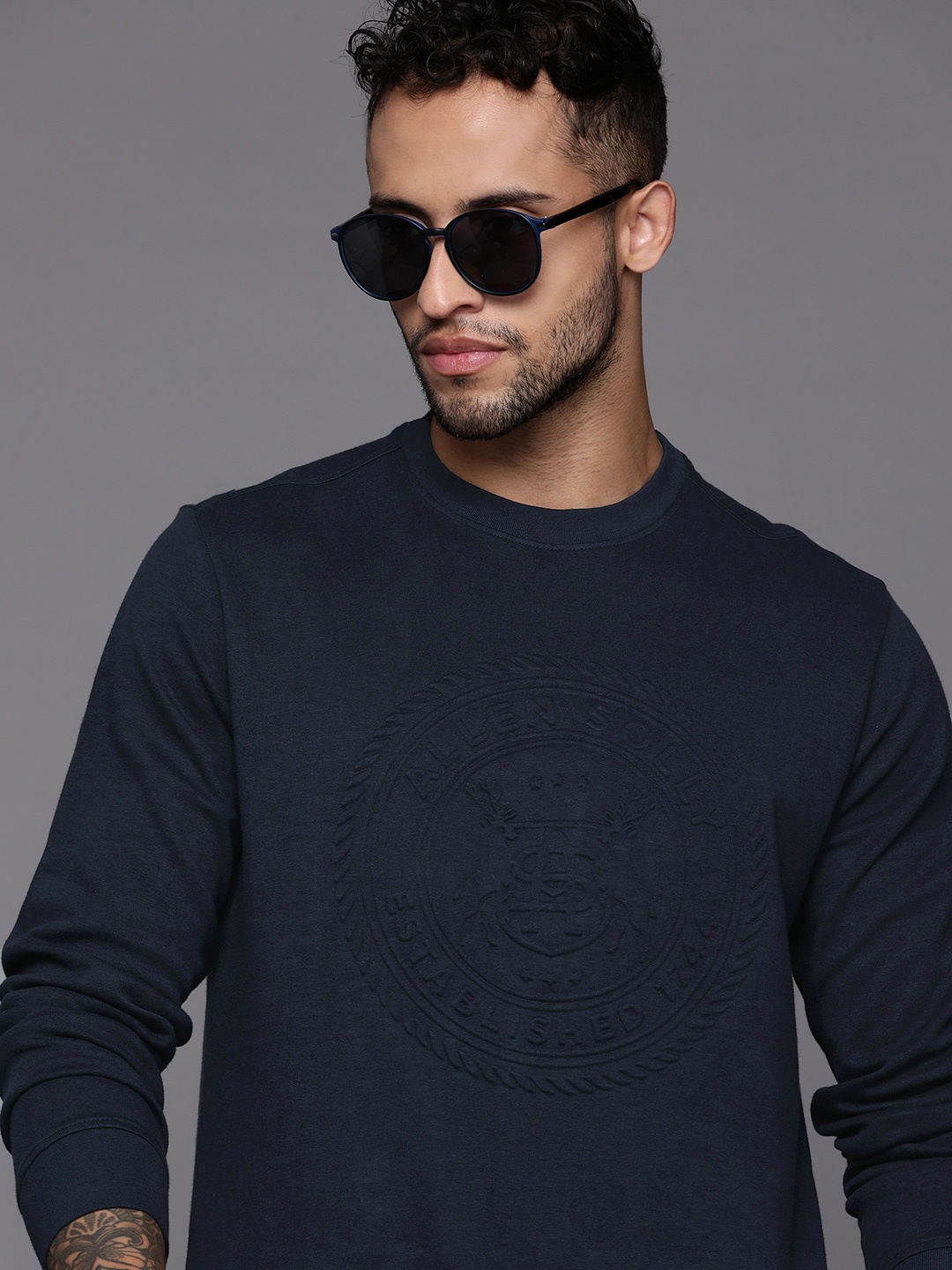

Allen Solly Brand Logo Embossed Sweatshirt, Navy blue