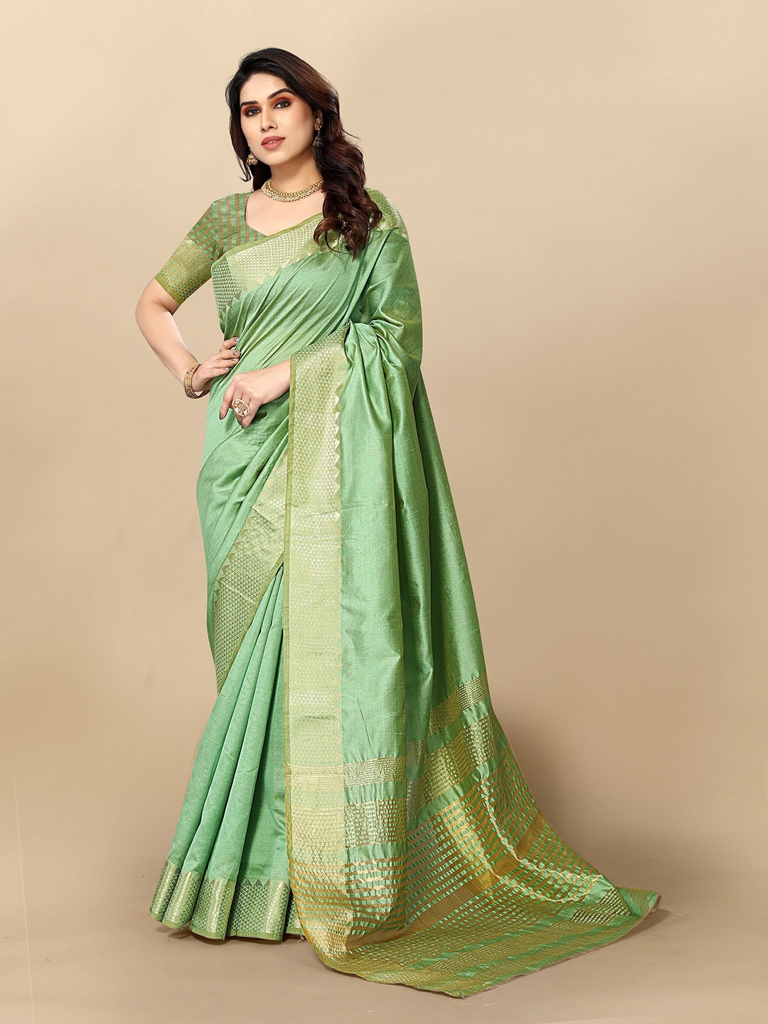 

Sidhidata Woven Design Zari Kanjeevaram Saree, Green