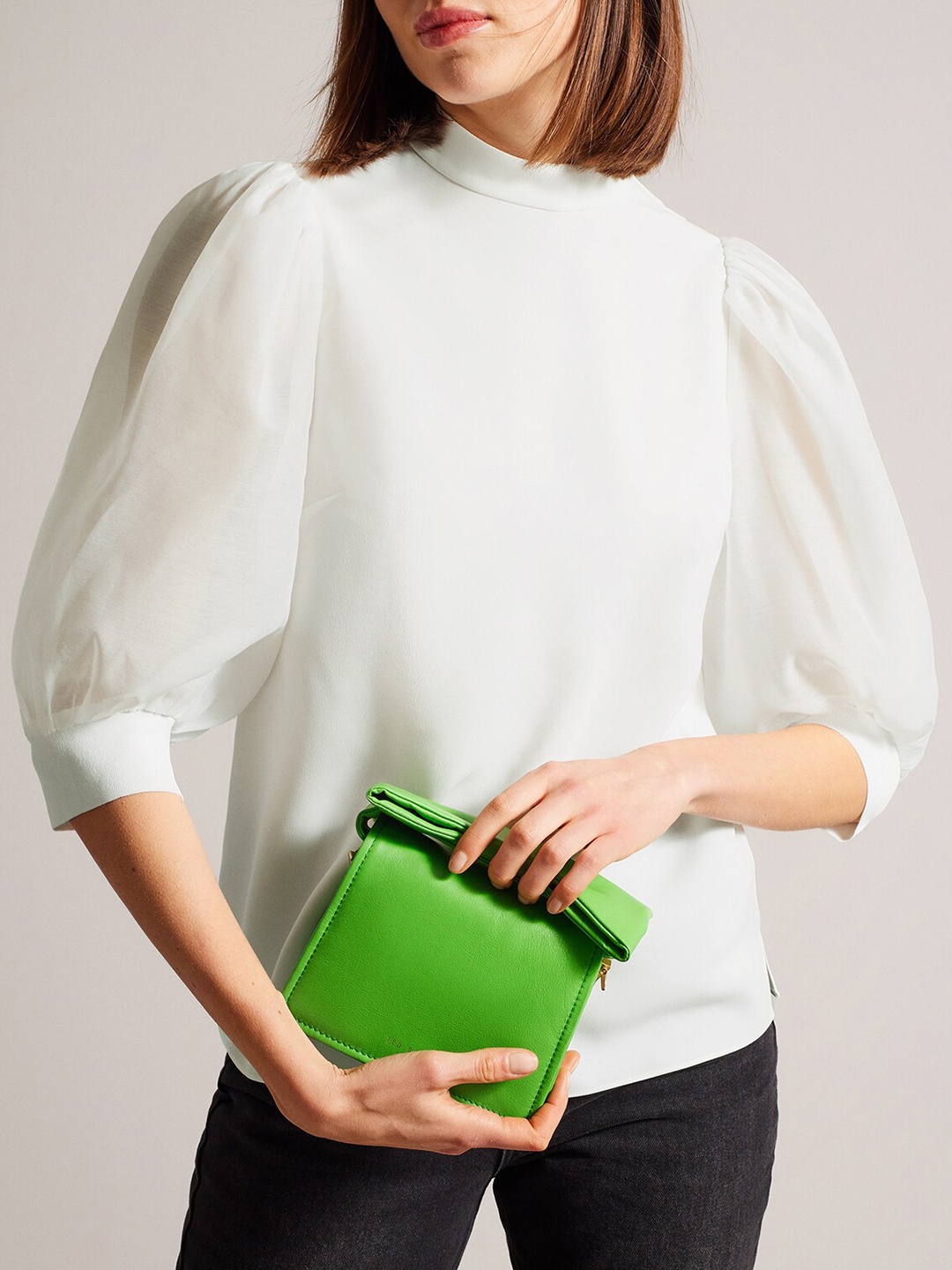 

Ted Baker High Neck Puff Sleeve Top, White