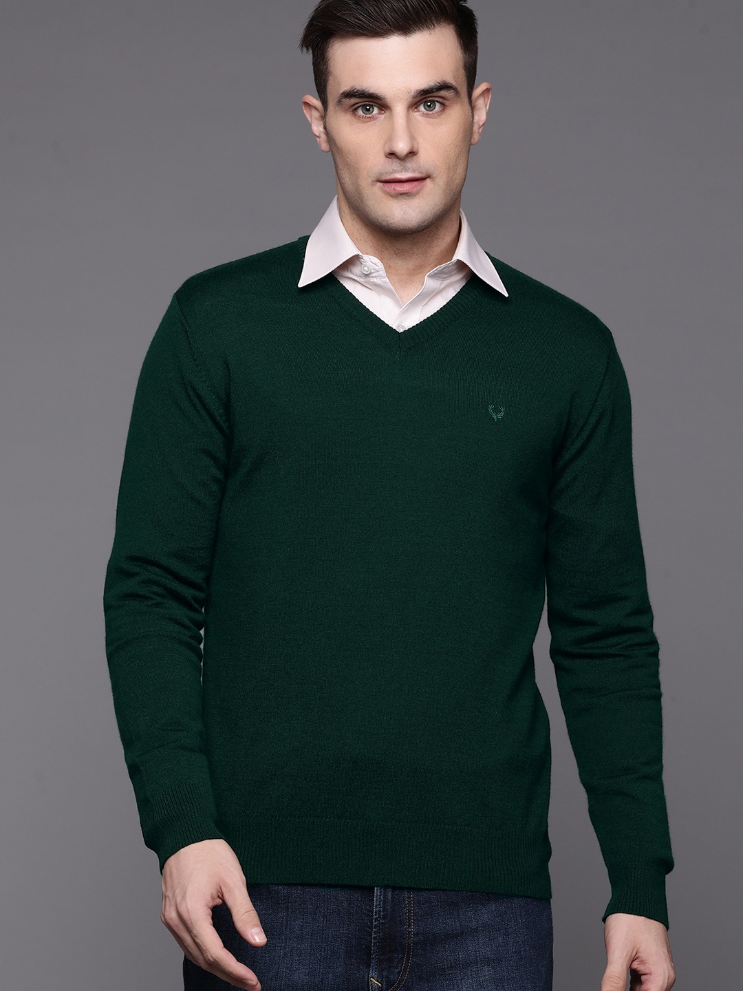 

Allen Solly V-Neck Acrylic Pullover, Green