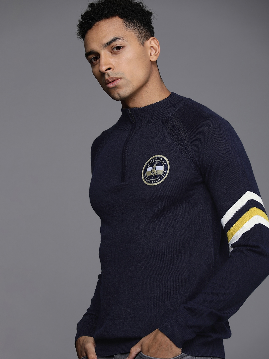 

Allen Solly Brand Logo Applique Detailed Pullover, Navy blue