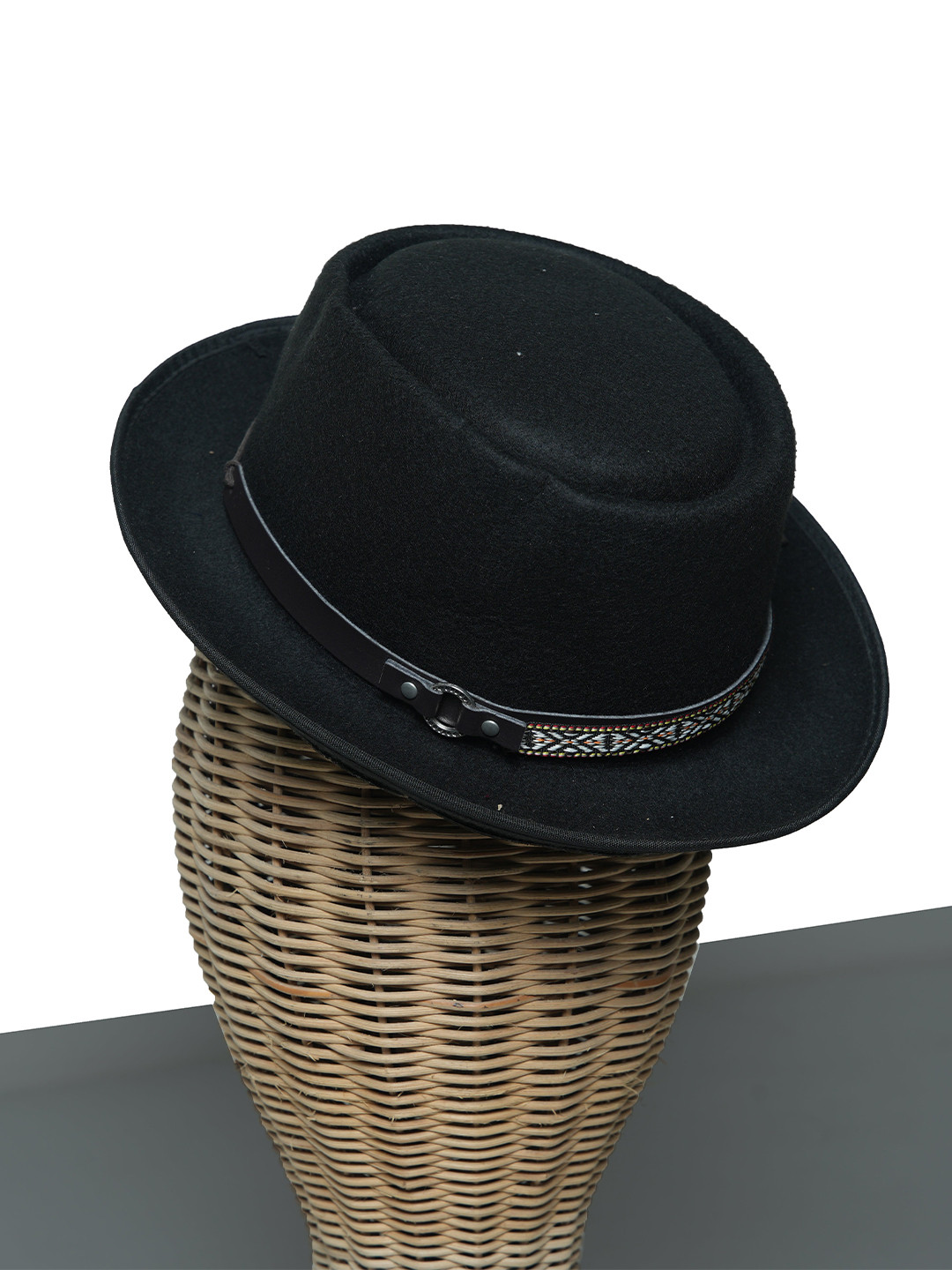 

CHOKORE Men With Belt Band Vintage Panama Hat, Black