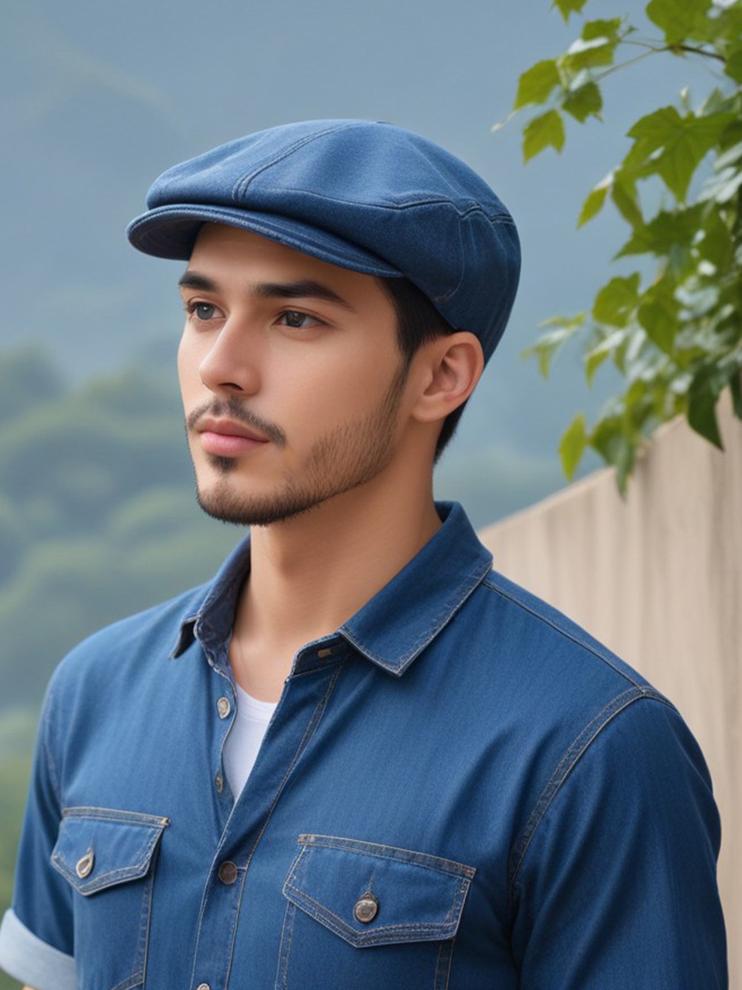 

CHOKORE Men Denim Flat Ivy Hat, Blue
