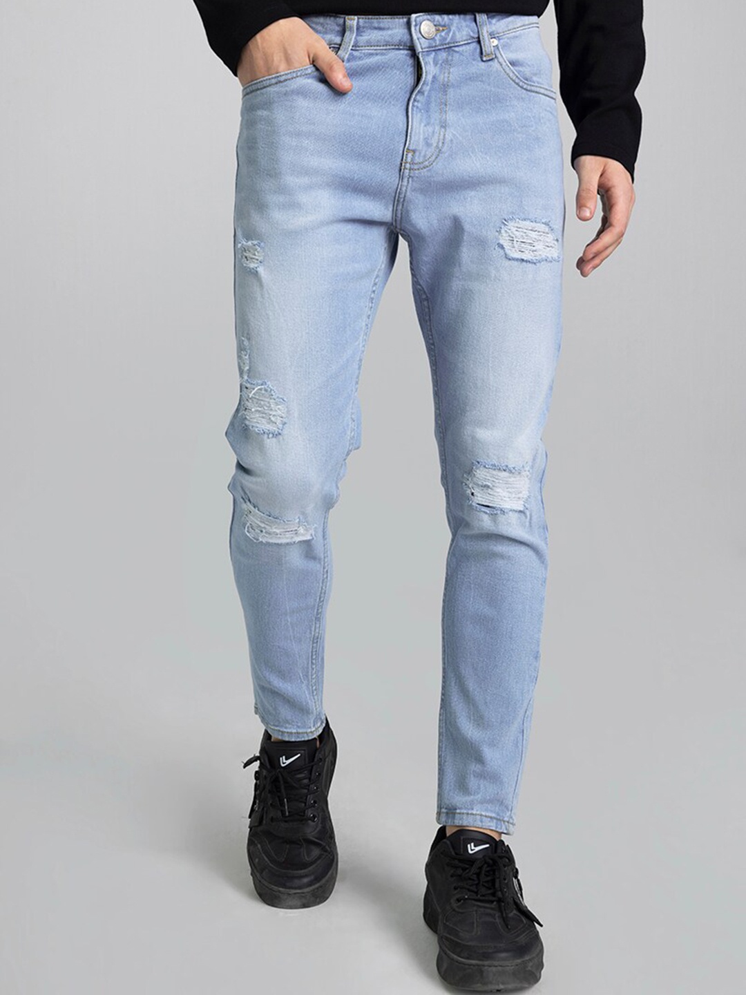 

Snitch Men Blue Skinny Fit Highly Distressed Stretchable Jeans