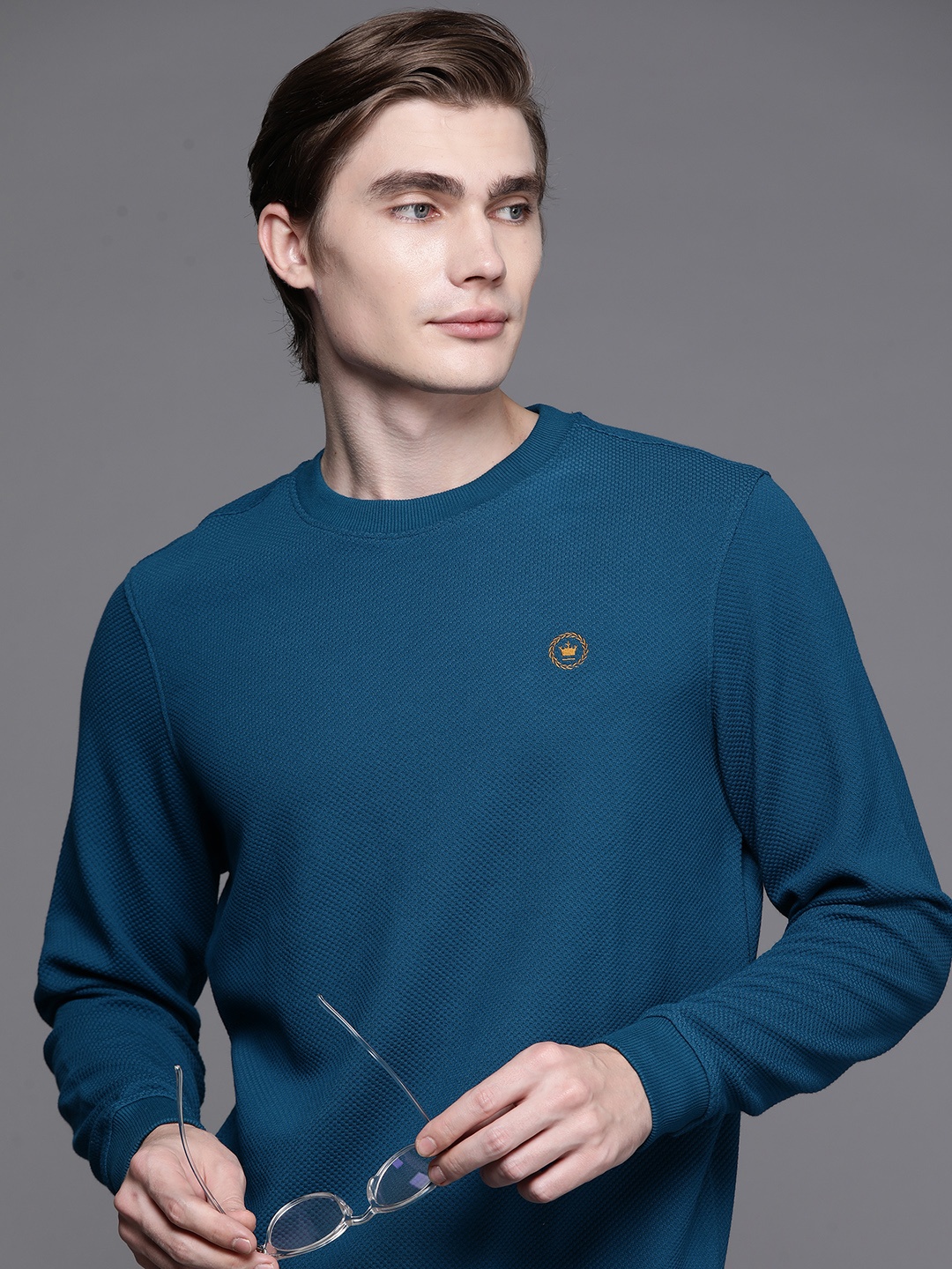 

Louis Philippe Textured Sweatshirt, Teal