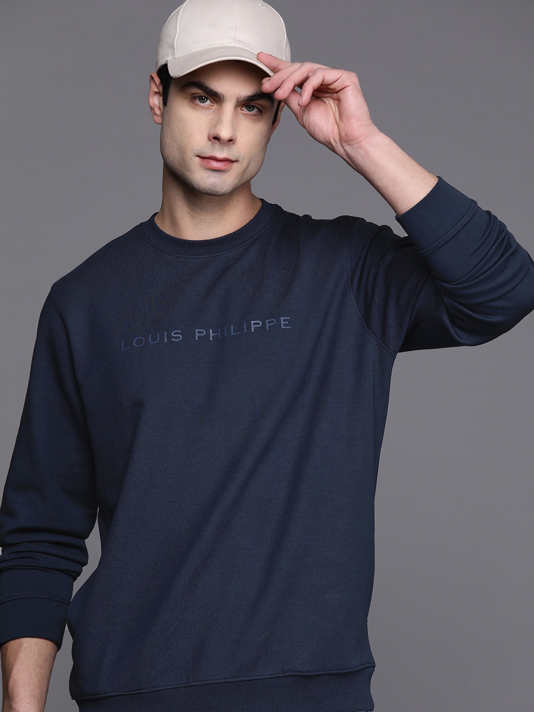 

Louis Philippe Printed Detail Sweatshirt, Navy blue