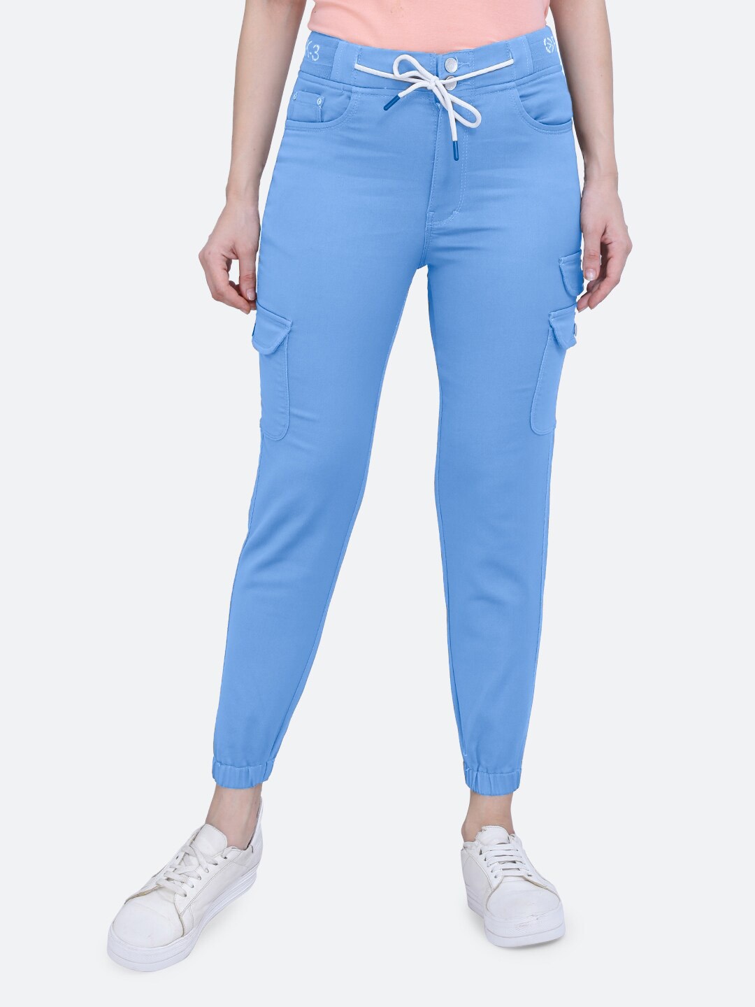 

FCK-3 Women High Rise Cargo Styled Joggers, Blue