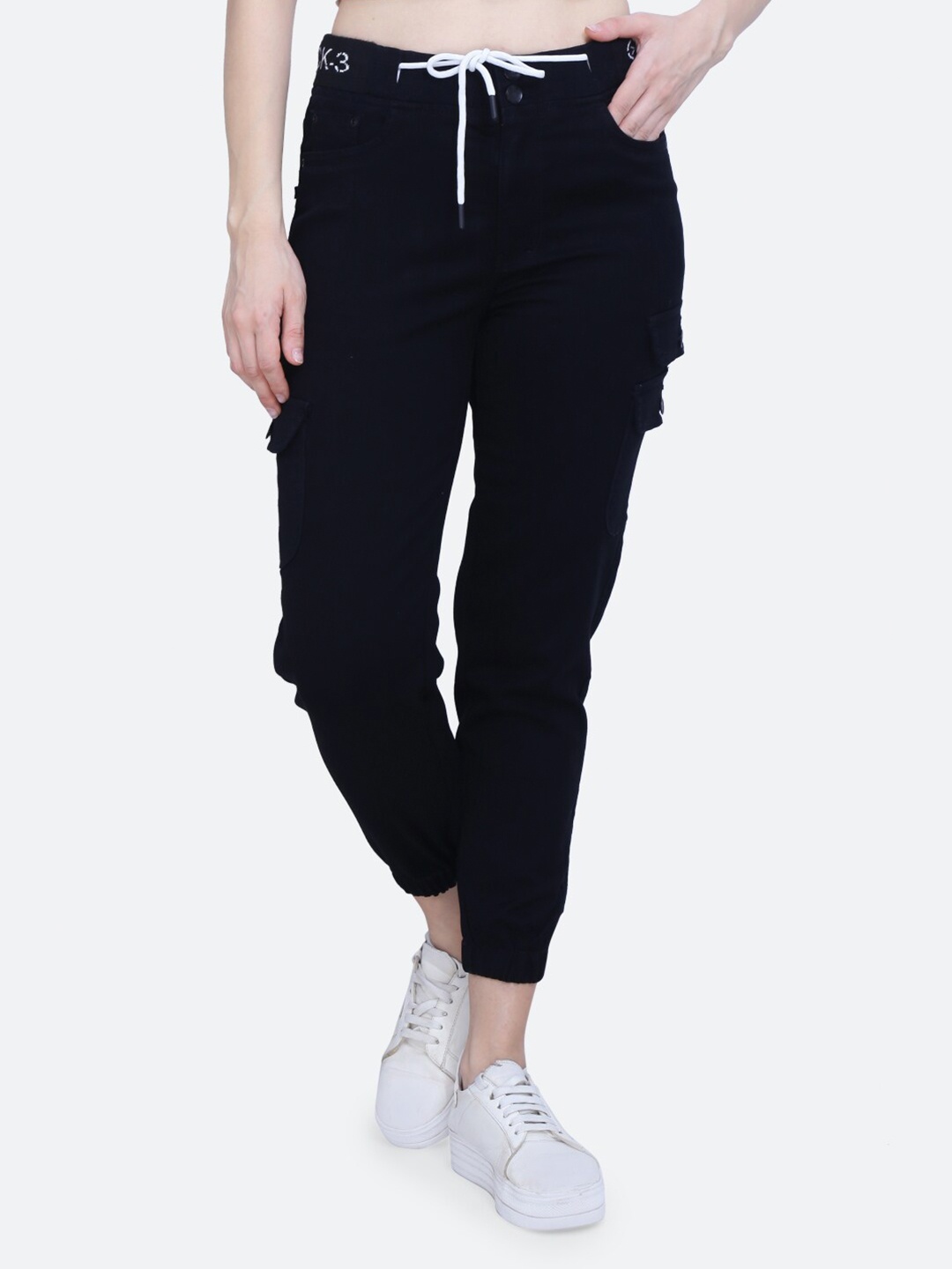 

FCK-3 Women Mid Rise Clean Look Stretchable Jogger, Black