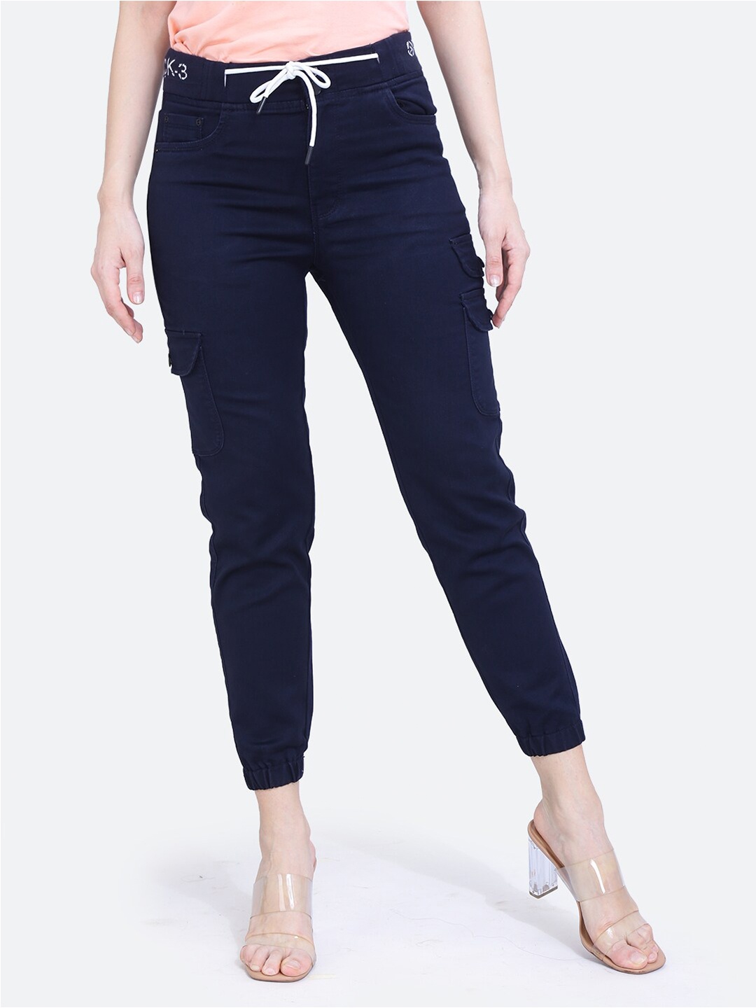 

FCK-3 Women High Rise Joggers, Navy blue